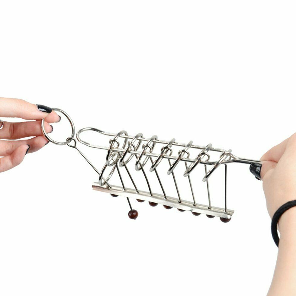 Traditionele metalen hersenkraker Klassiek Chinees puzzelspeelgoed met 9 gekoppelde ringen
