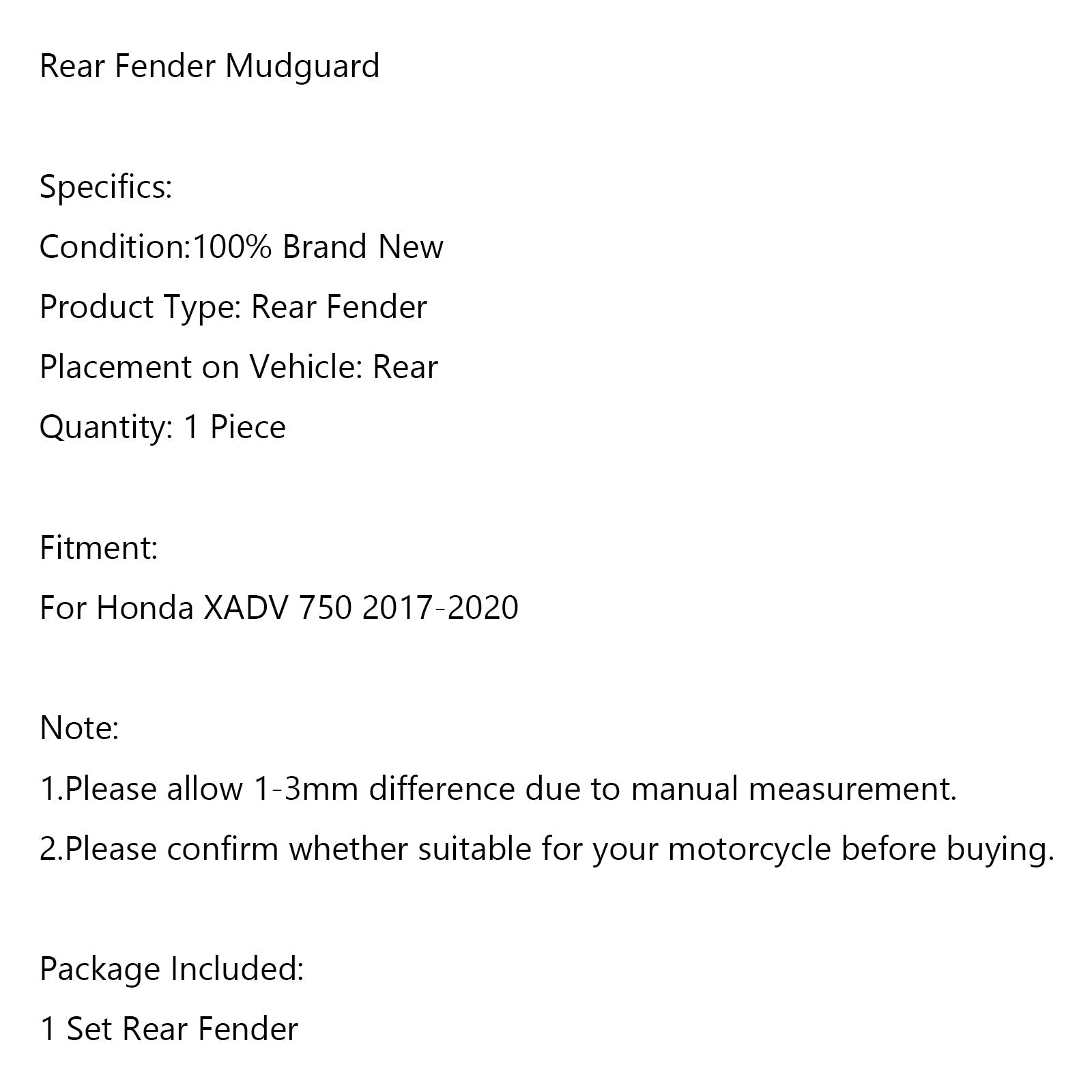Garde-boue garde-boue arrière de moto pour Honda XADV 750 2017-2020 générique