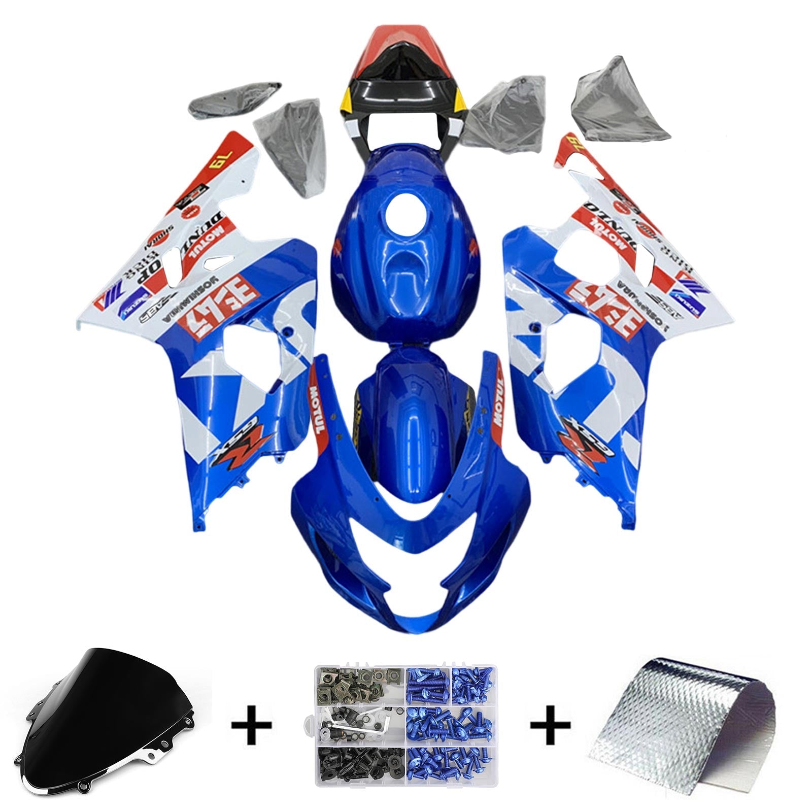 Amotopart Suzuki GSXR 600/750 2004-2005 K4 Kit carena carrozzeria in plastica ABS