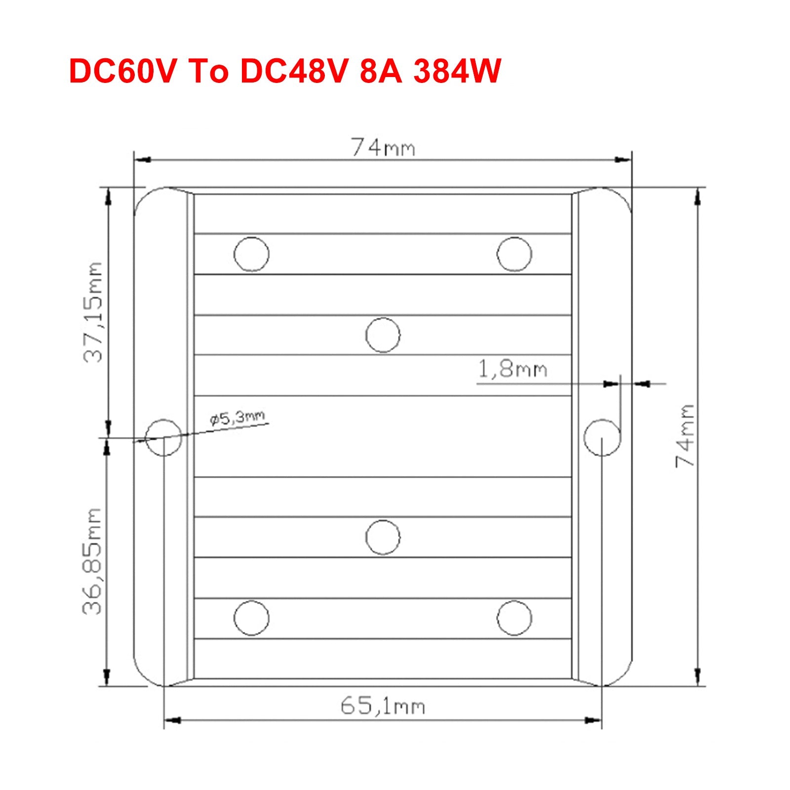 Módulo reductor DC/DC, regulador convertidor de fuente de alimentación de 60V a 48V 8A