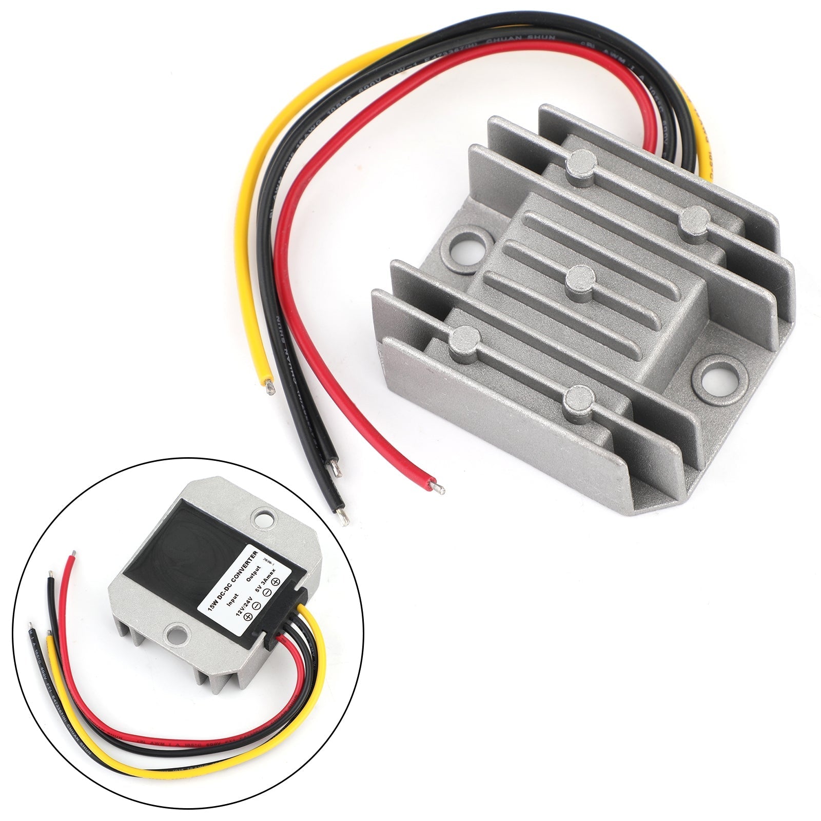 Impermeabile 12V/24V a 5V 3A 15W Step Down Regolatore convertitore di potenza CC/CC