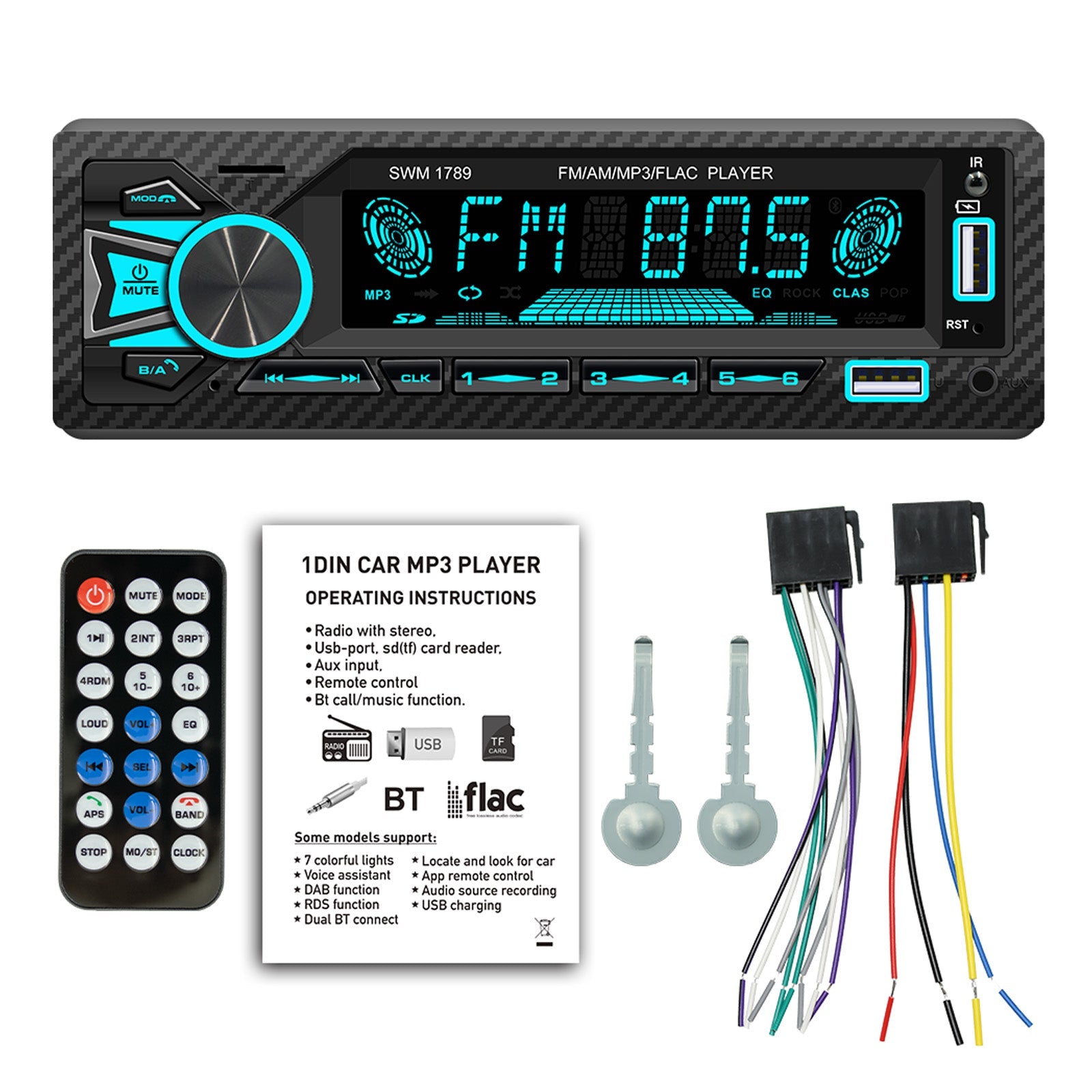 AI Controllo vocale Bluetooth Stereo Radio FM Auto Lettore MP3 Scheda U Disk Autoradio