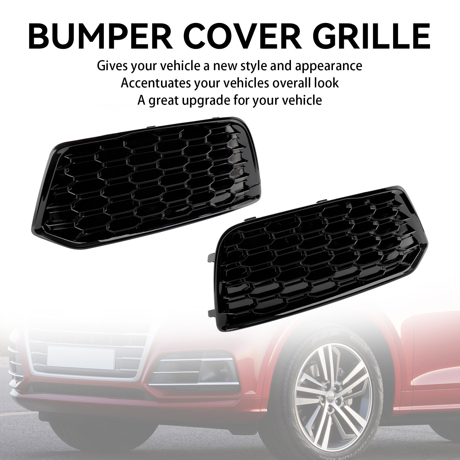 Audi Q5 2018-2022 Mesh 2PCS Couverture de pare-chocs avant Grille Grill Lunette Insert