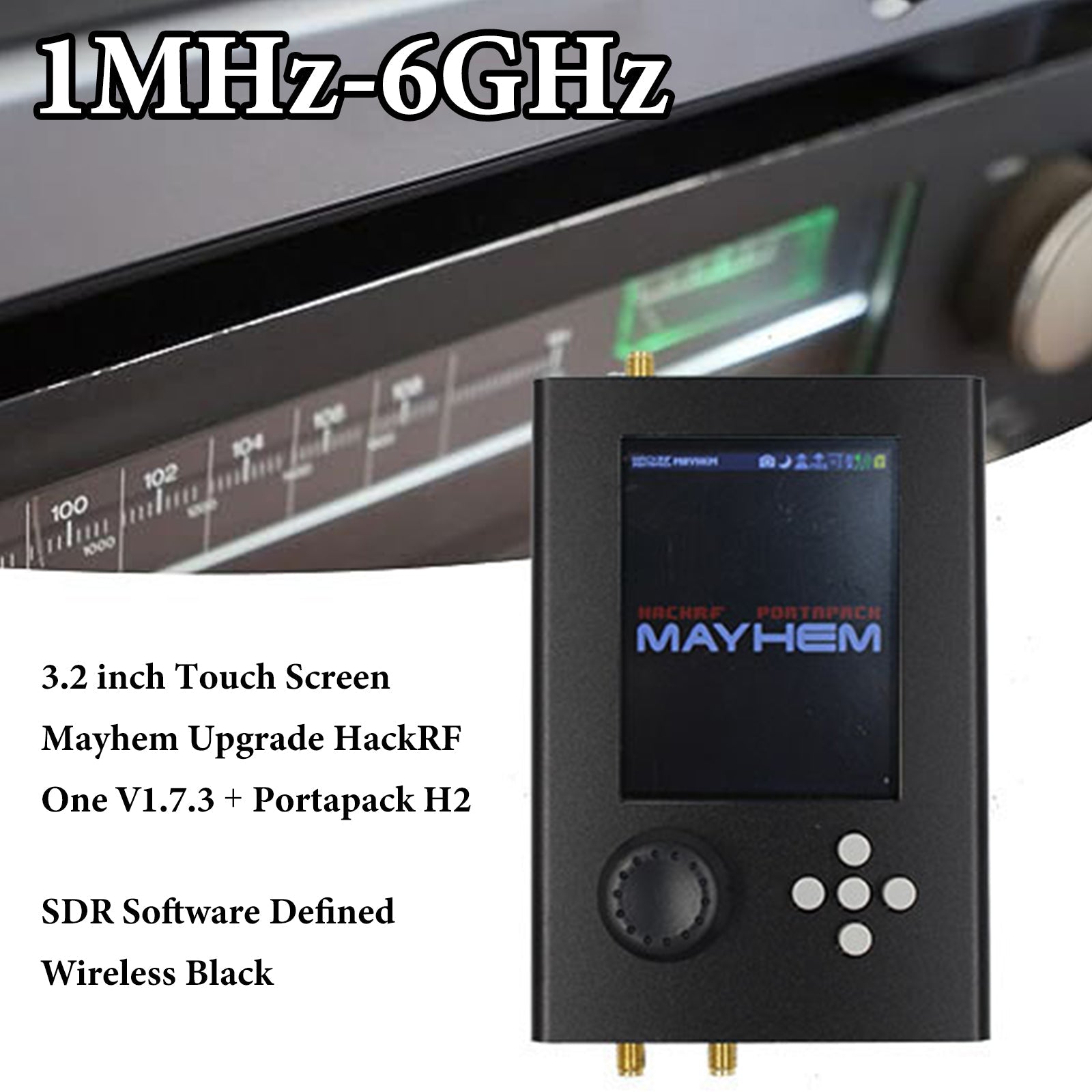 Actualización HackRF One V1.7.3 Portapack H2 1MHz-6GHz SDR Software Definido Inalámbrico