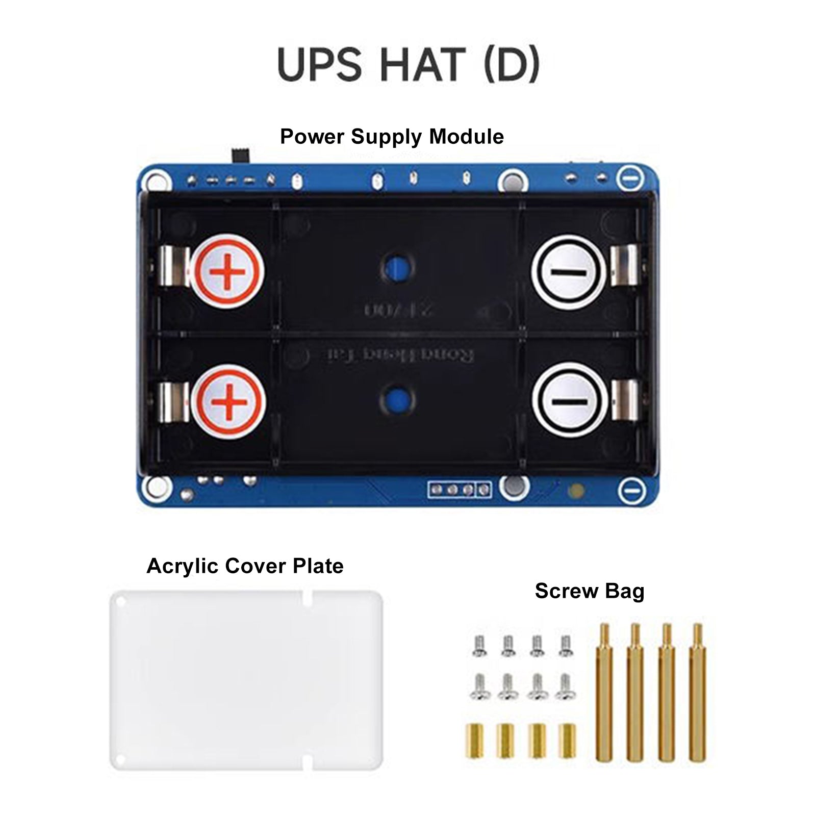 Kit UPS HAT (D) per modulo di alimentazione senza interruzioni Raspberry Pi 5V