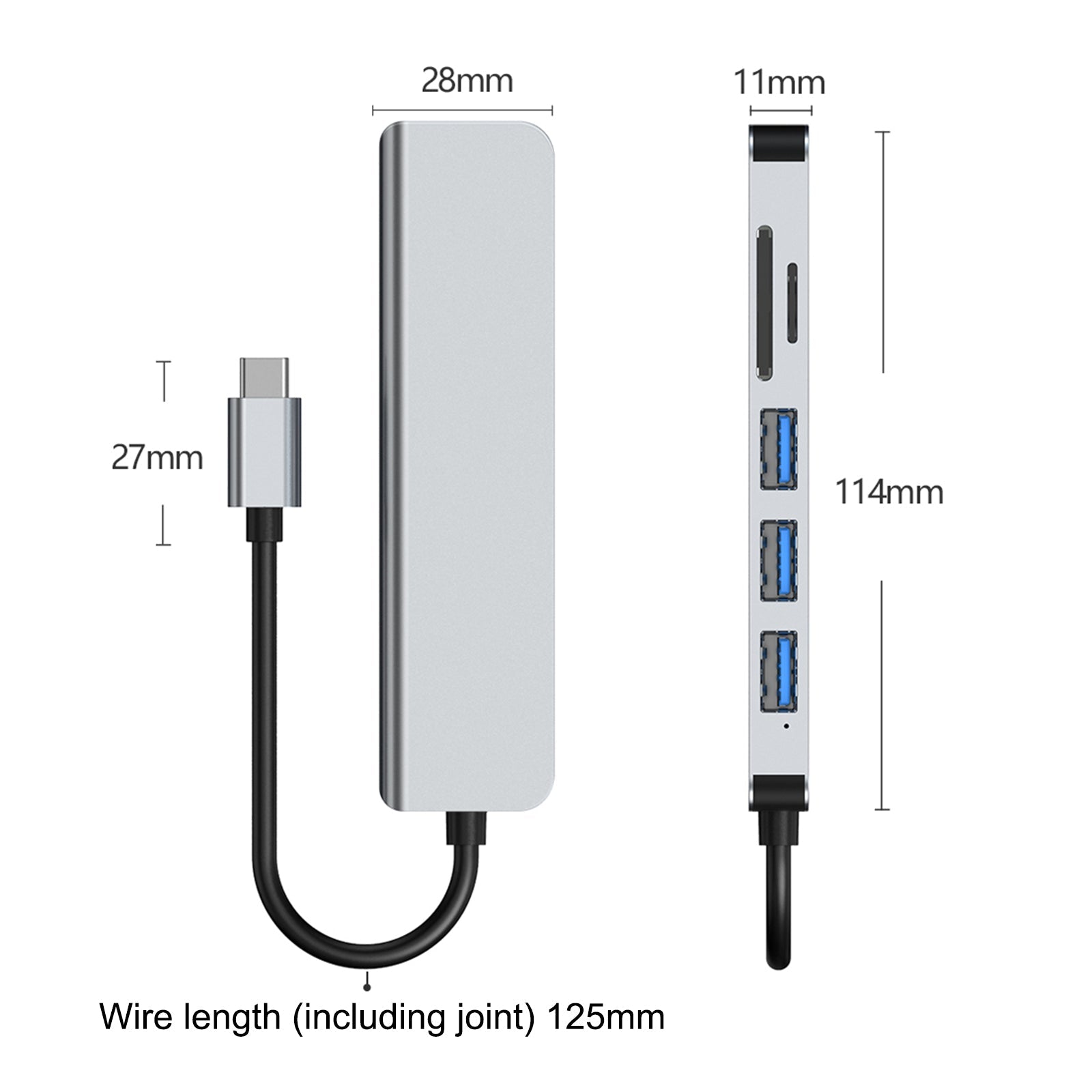 6 en 1 USB-C Type C Sortie HD Adaptateur 4K USB 3.0 HD HUB Station d'accueil multifonction