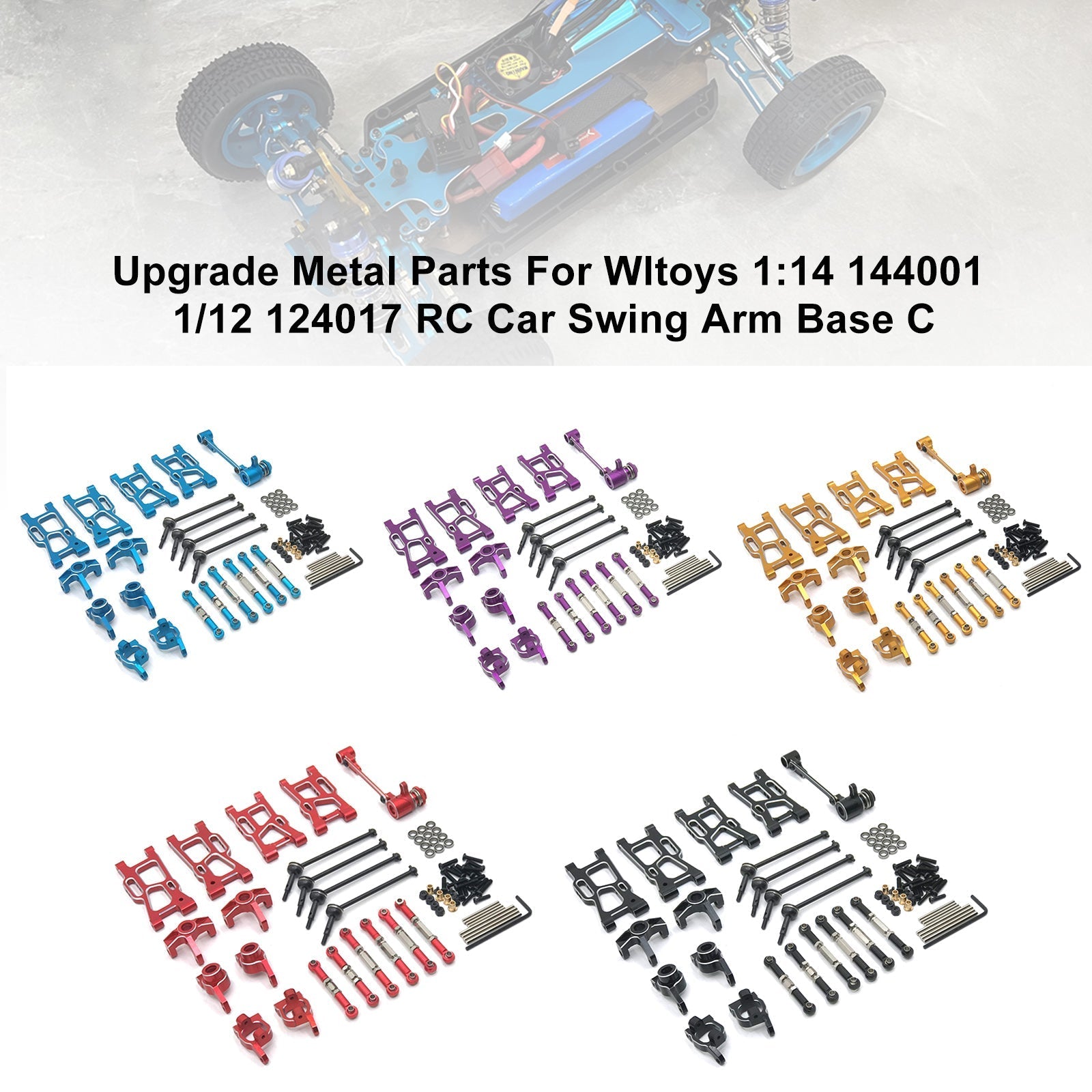 Aggiorna parti metalliche per Wltoys 1:14 144001 1/12 124017 RC Car Swing Arm Base C