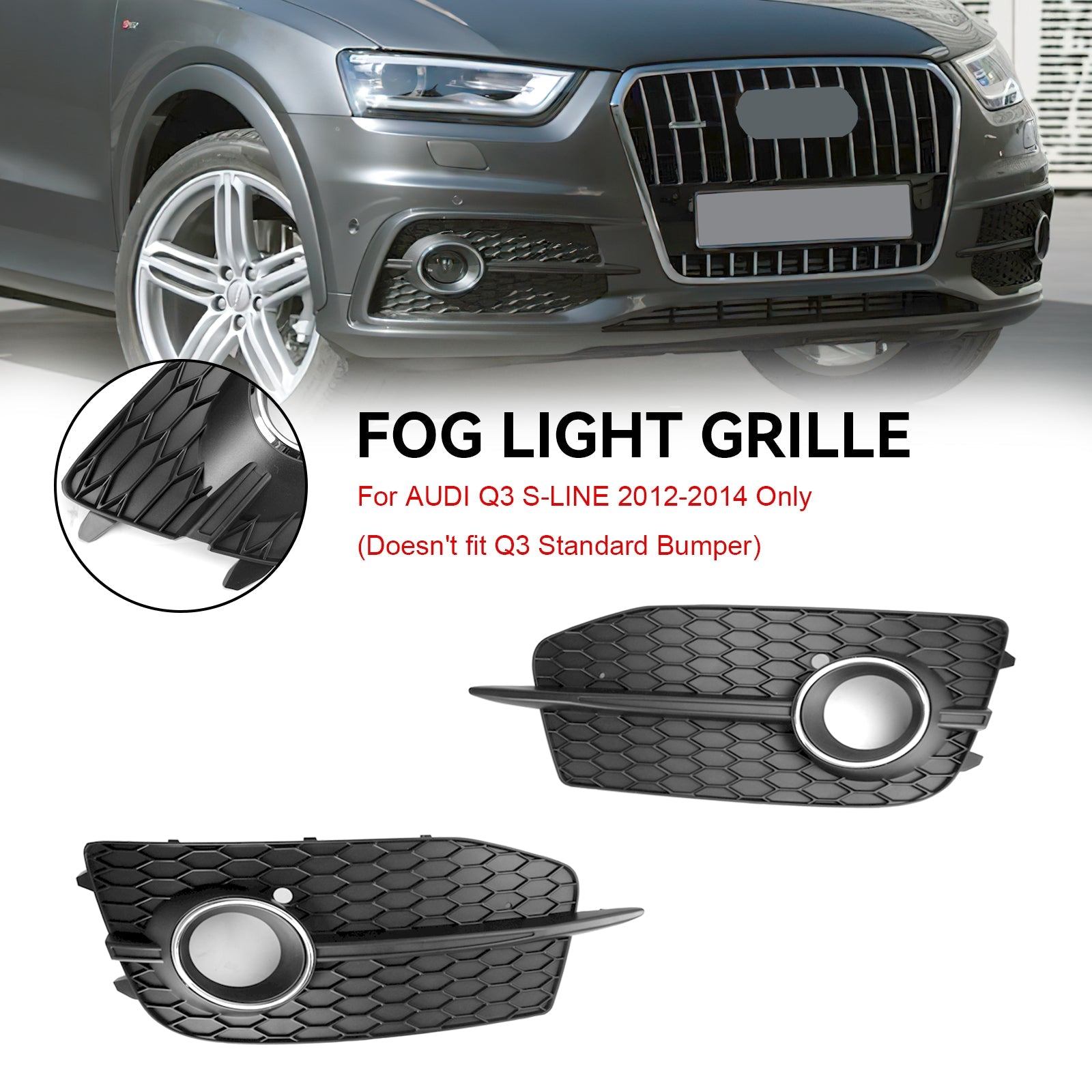 Audi Q3 S-Line 2012-2014 2 pièces pare-chocs antibrouillard calandre 8U0807681DSP9