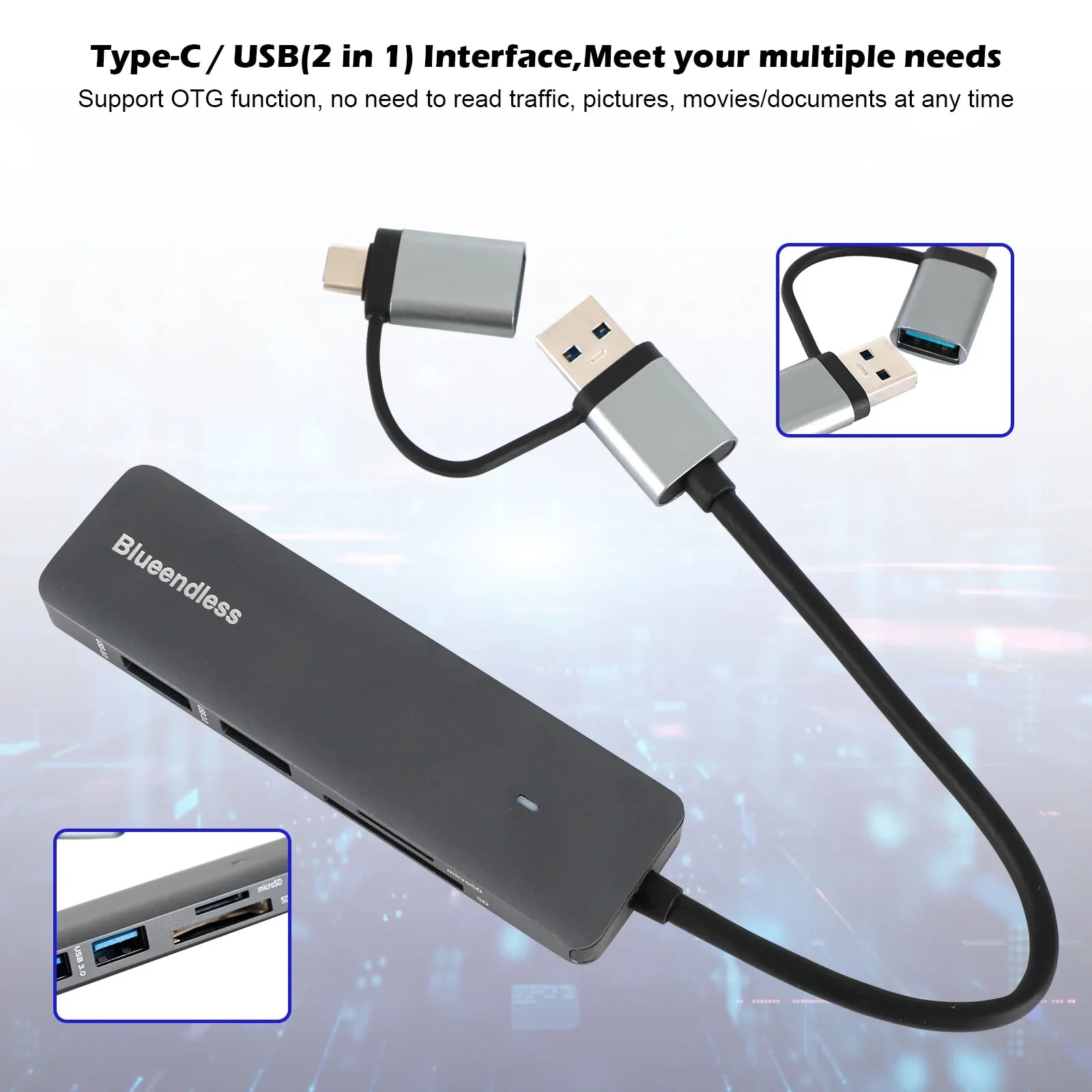 USB Type-C+ Hub de interfaz PD100W Estación de acoplamiento para Windows Mac OS Linux