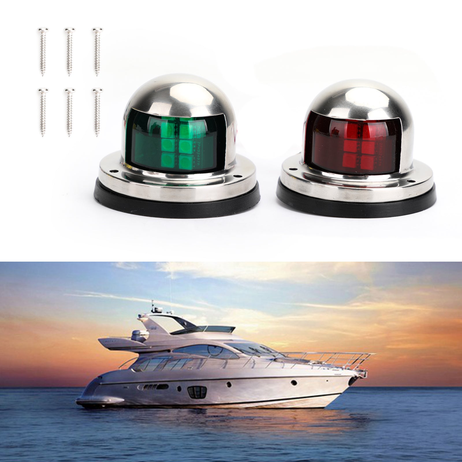 2x Red Green Marine Bow Boat 12V Yacht Pontoon Bright Signal Lights étanche