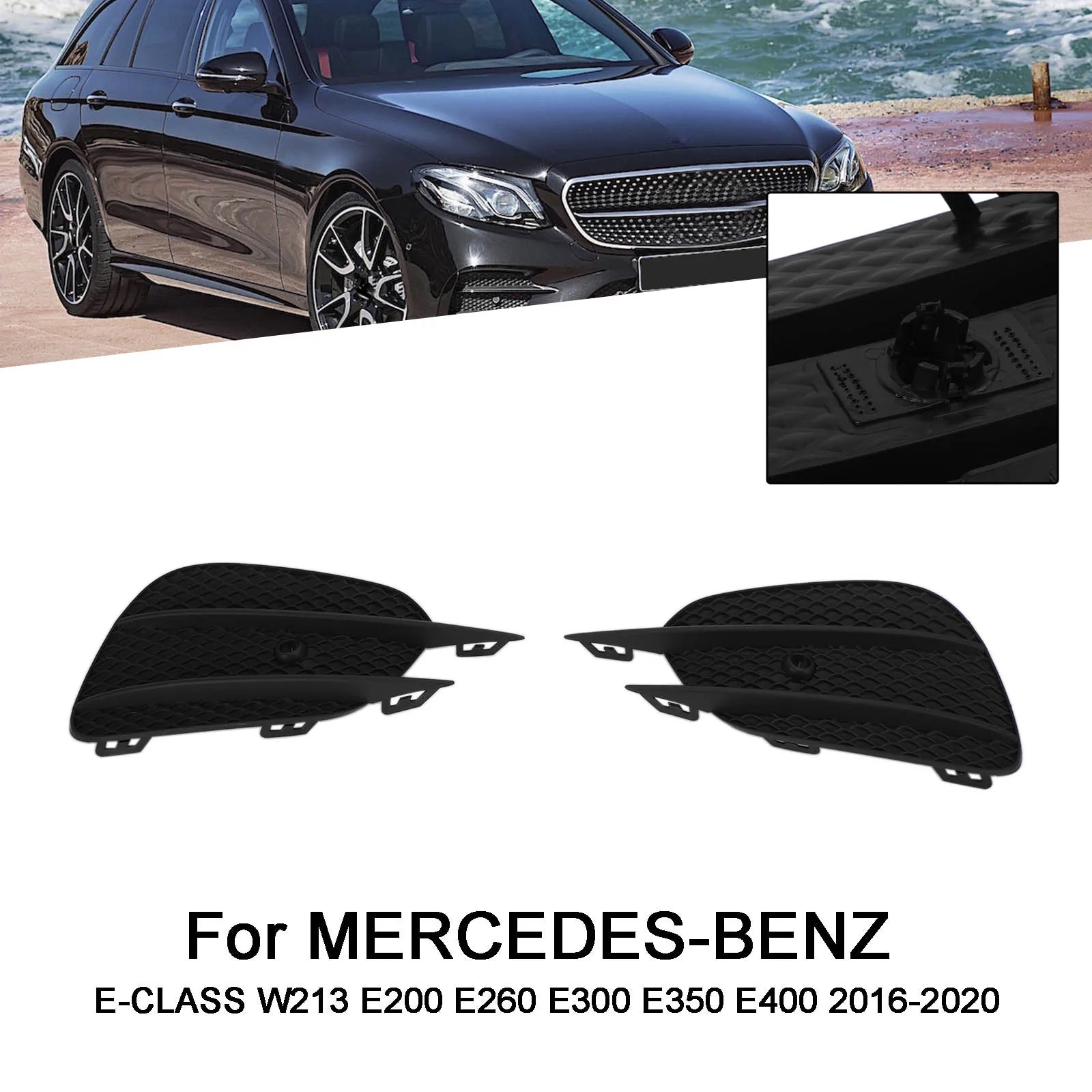 Mercedes Clase E W213 2pcs Parachoques Rejilla Faros antiniebla Rejilla Rejilla Cubierta embellecedora