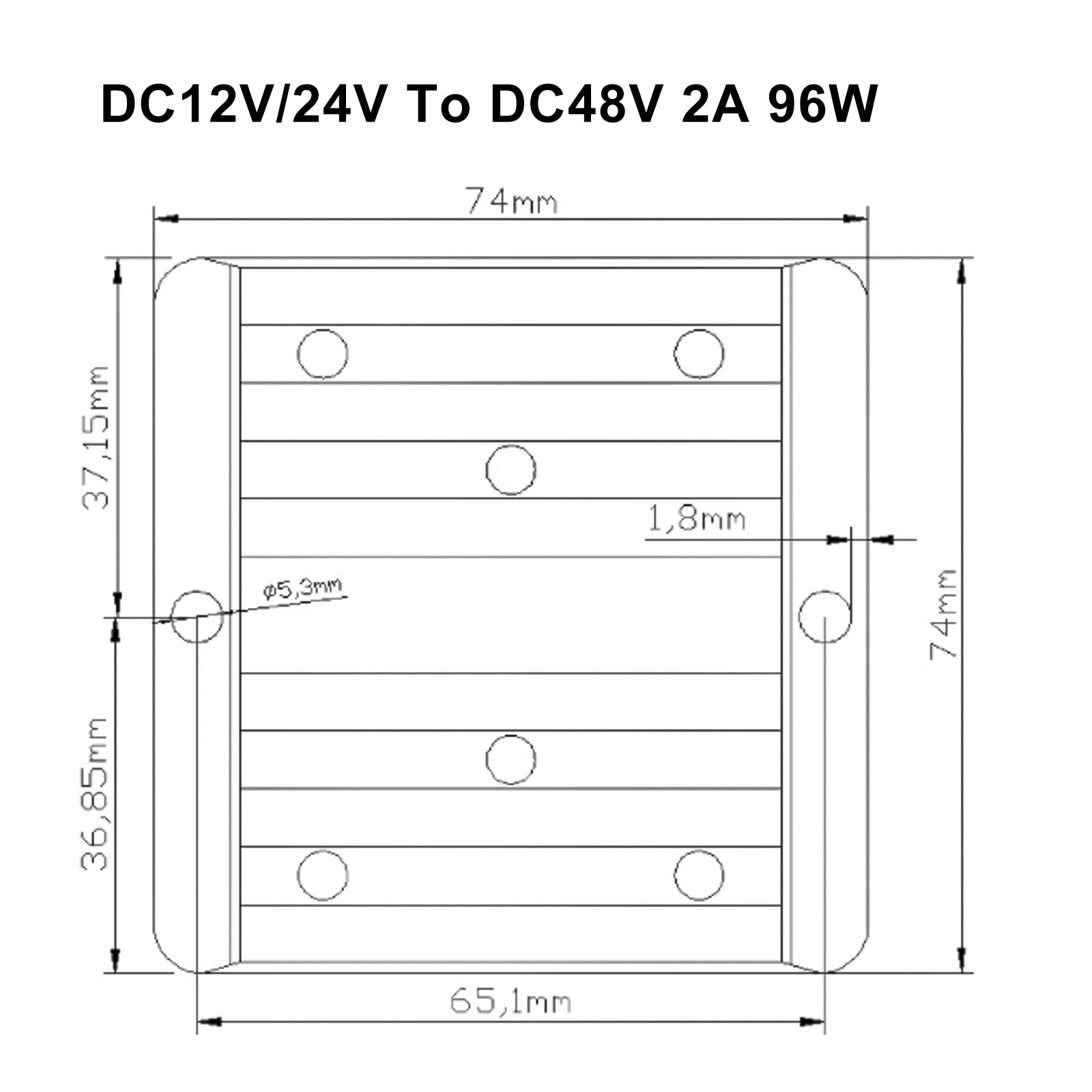 Regulador convertidor de fuente de alimentación para coche, resistente al agua, DC-DC 12V/24V-48V 2A 96W