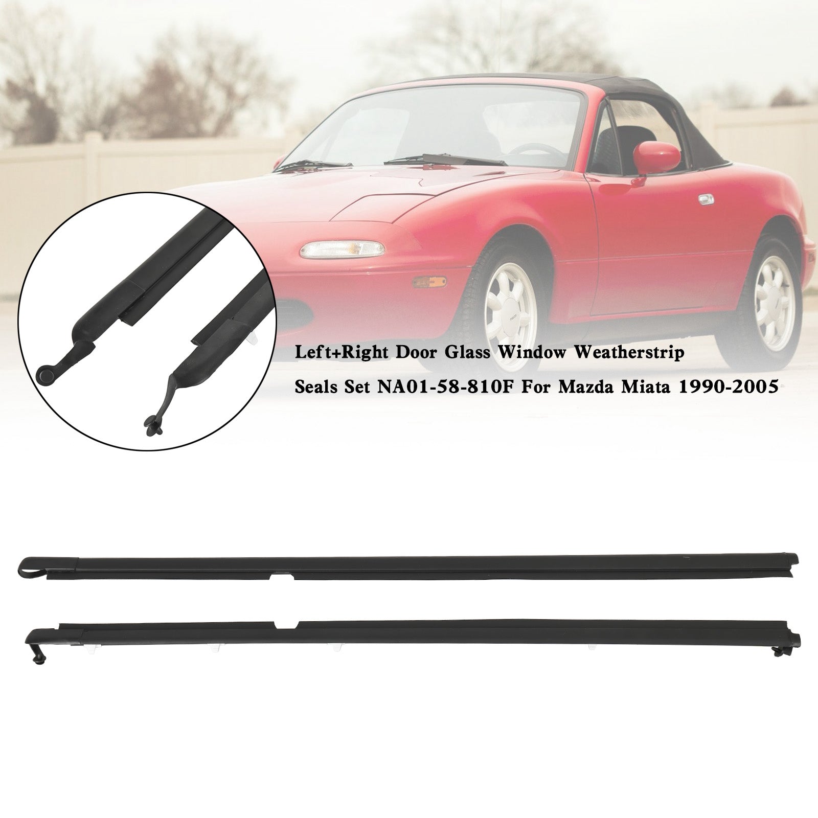 Miata 1990-2005 L+R Porte Verre Fenêtre Joints d&#39;étanchéité Set NA01-58-810F