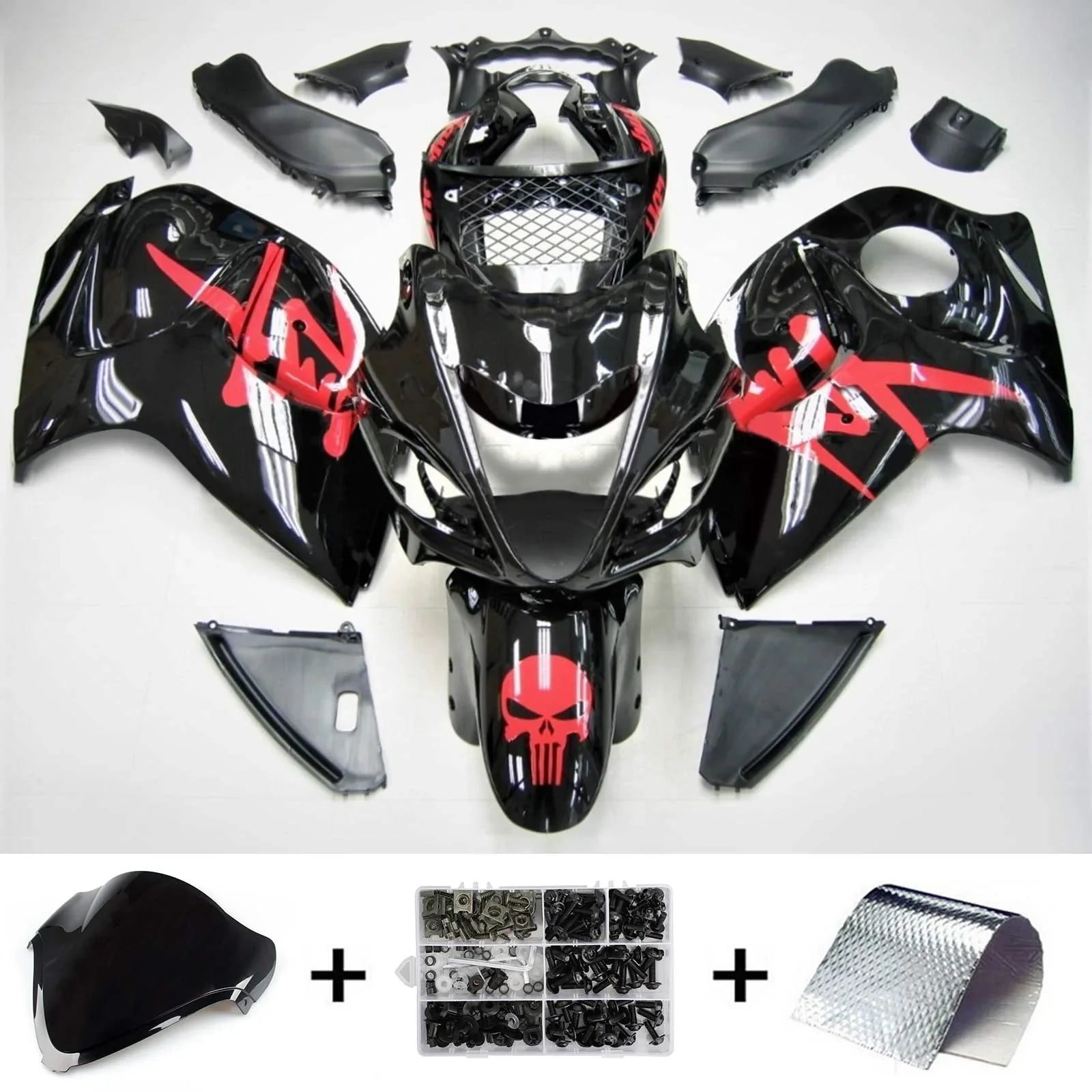 Amotopart Suzuki Hayabusa GSXR1300 2008-2020 Kit de carénage Carrosserie Plastique ABS