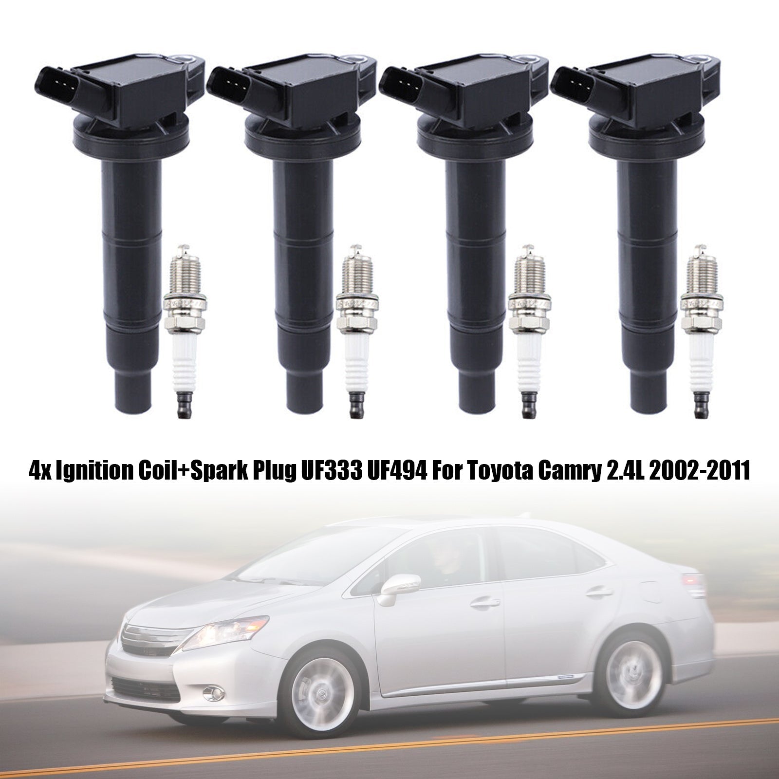 2004-2008 Toyota RAV4 L4 2.4L 4x sytytyspuola + UF333 UF494 sytytystulppa