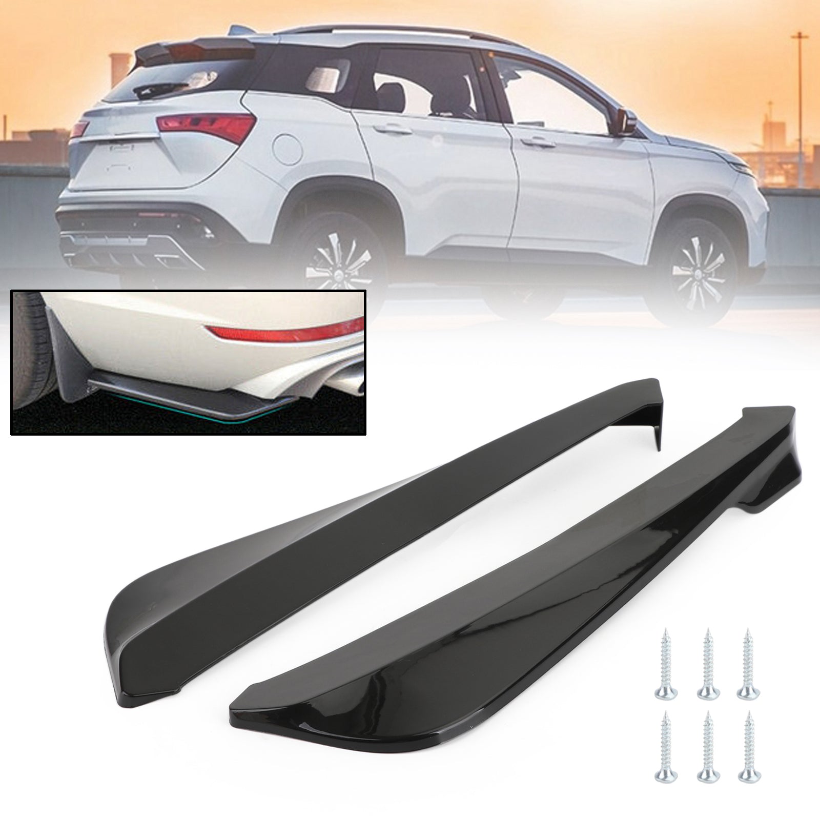 Aileron de pare-chocs arrière de voiture de 19 pouces Canard Splitter Diffuseur Valence Spoiler Lip Gloss Black Generic