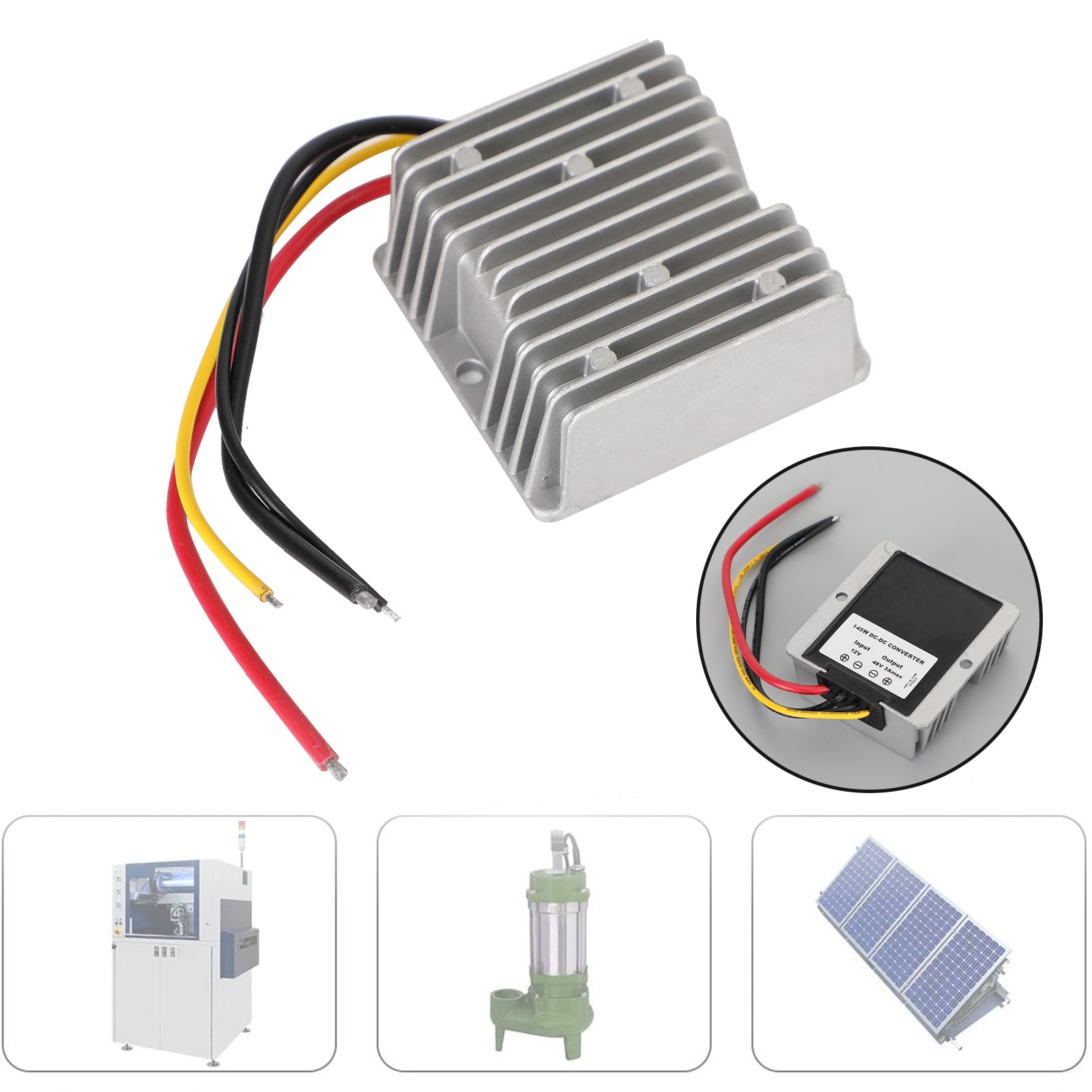 DC-DC 12V-48V 3A 145W Step Up Régulateur de convertisseur 'alimentation de voiture étanche