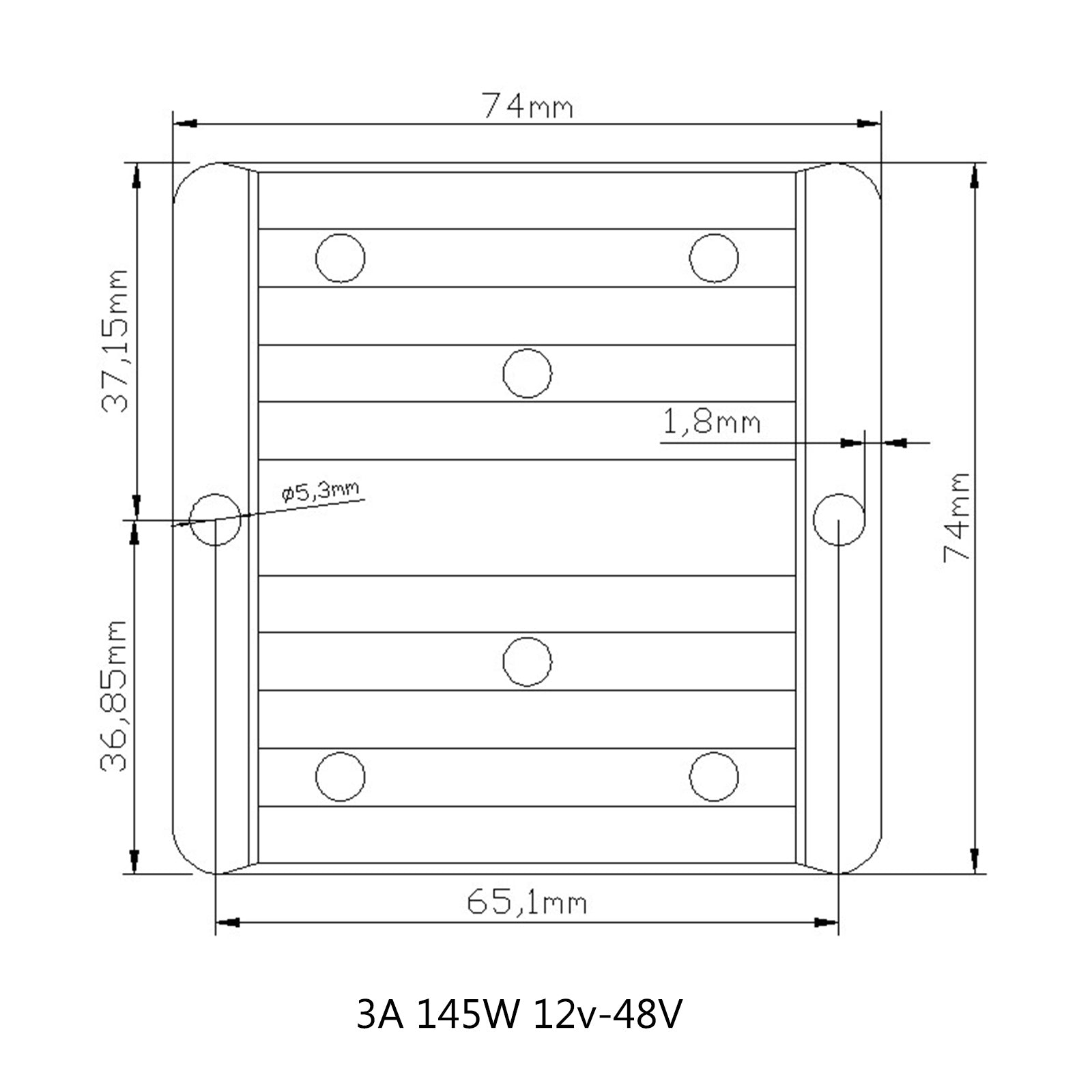 DC-DC 12V-48V 3A 145W Step Up Régulateur de convertisseur 'alimentation de voiture étanche