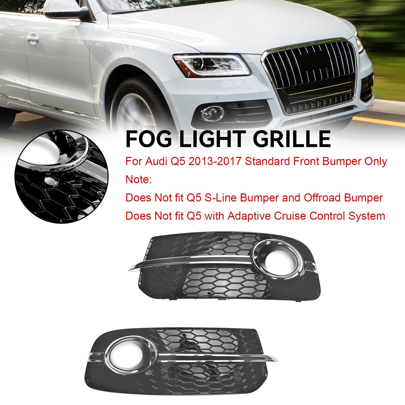 Audi Q5 2013-2017 8R0807682M Grille de calandre antibrouillard pour pare-chocs avant 8R0807681M