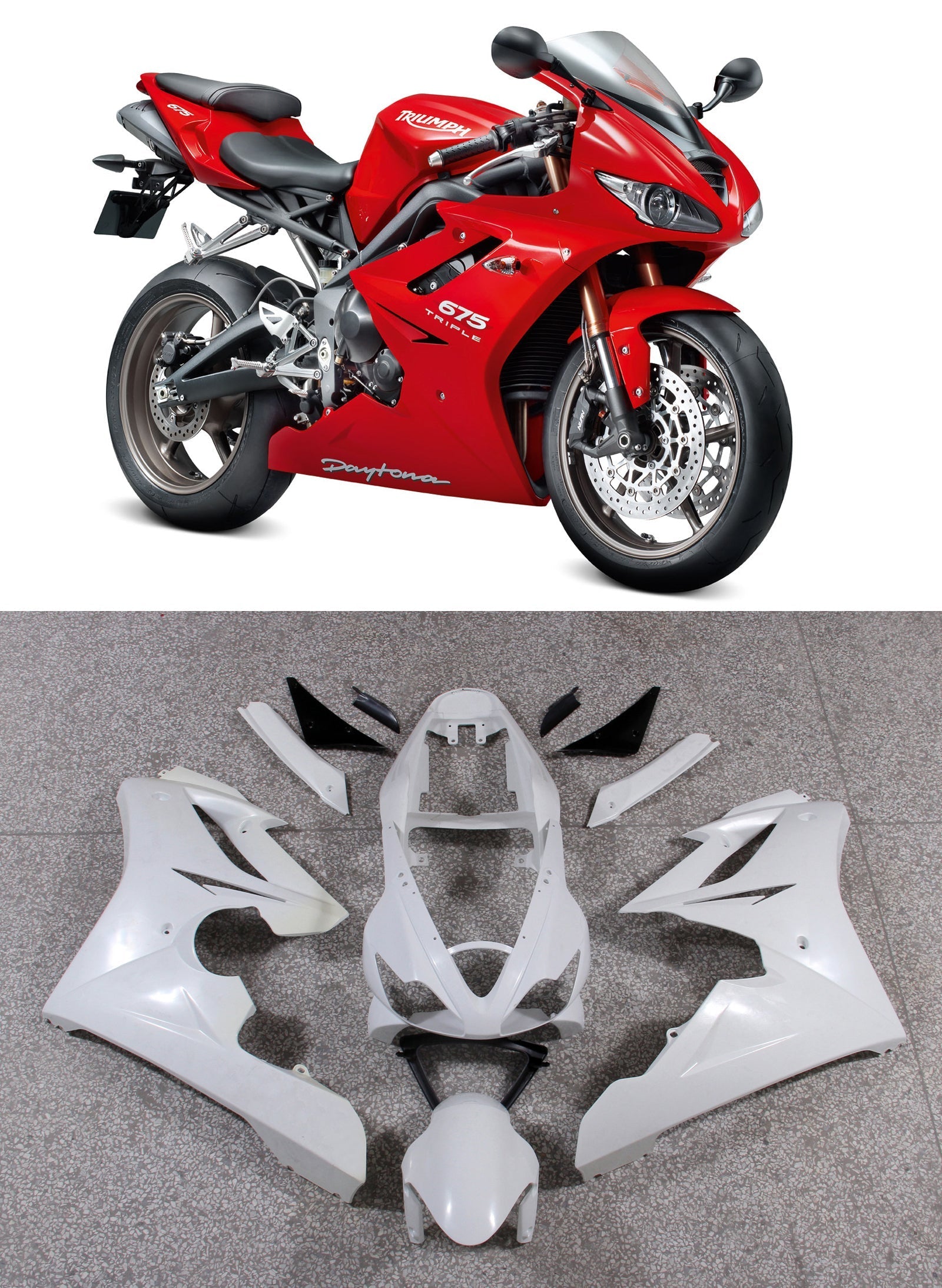 Carénages Amotopart 2006-2008 Triumph Daytona 675 Rouge Daytona Generic