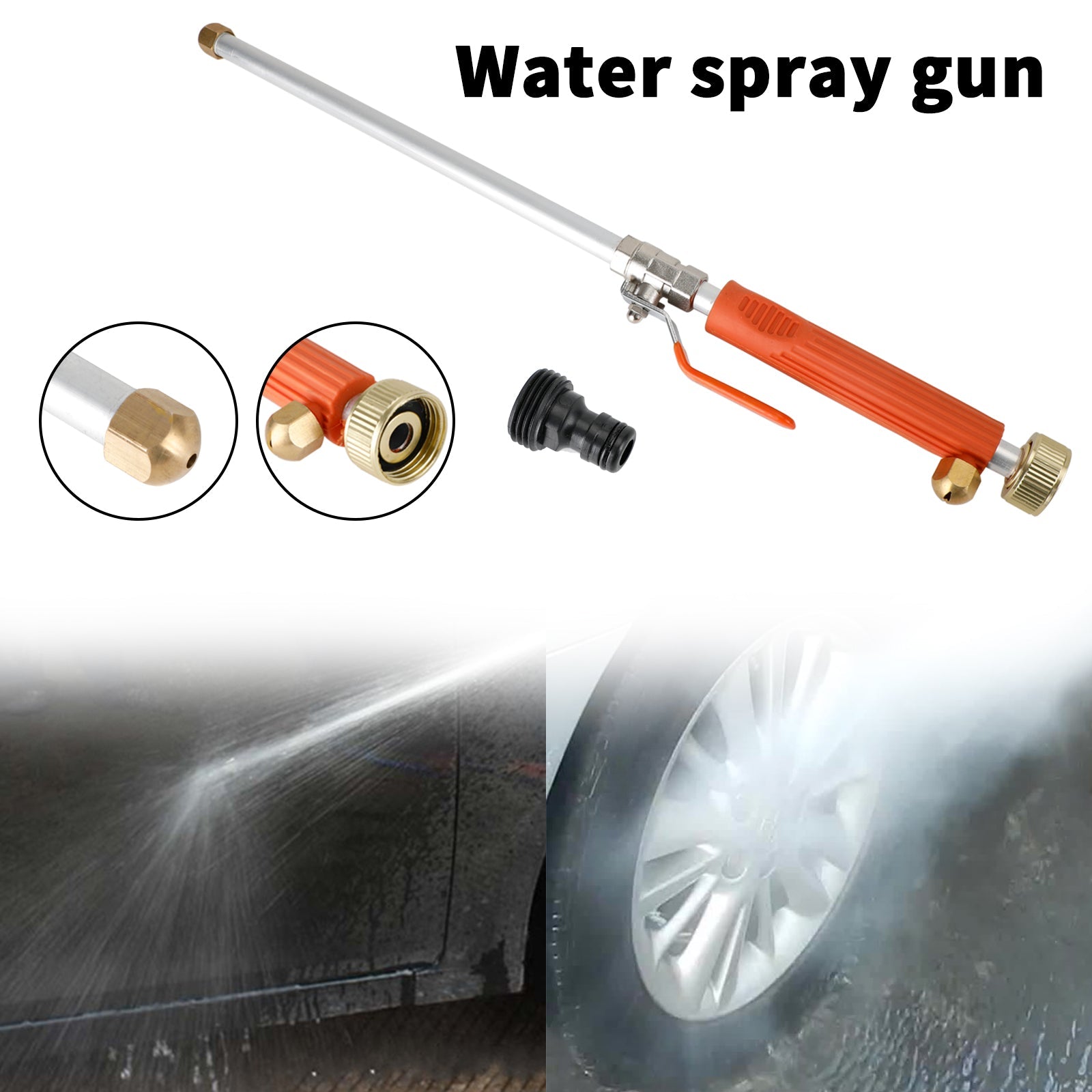 Lavadora de agua naranja Pistola y manguera de agua a alta presión