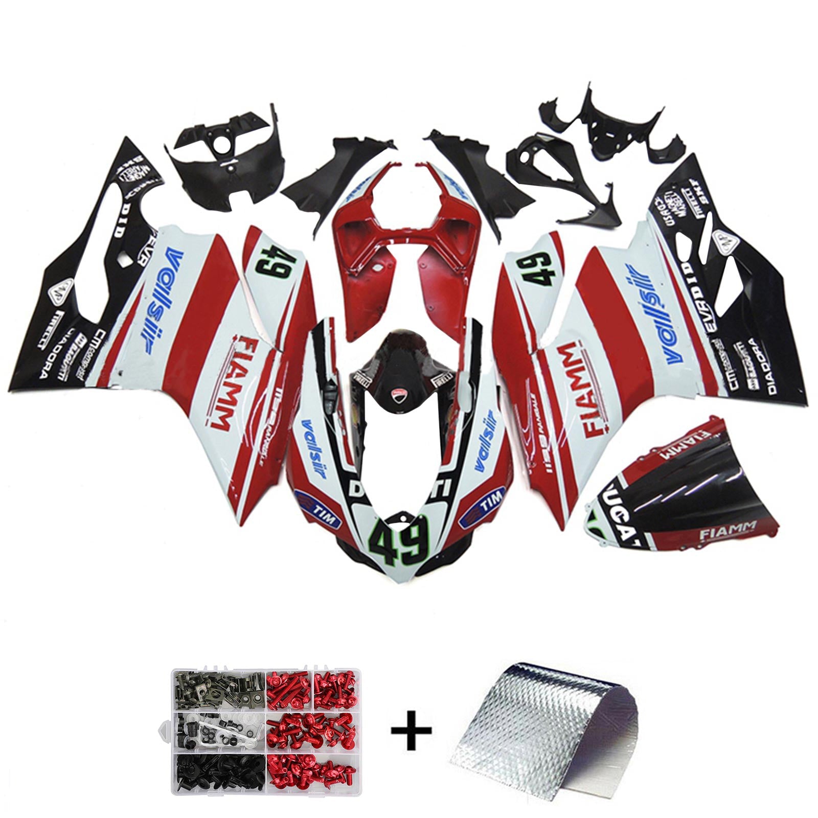 Amotopart Ducati 1199 899 2012-2015 Kit Carénage Carrosserie Plastique ABS