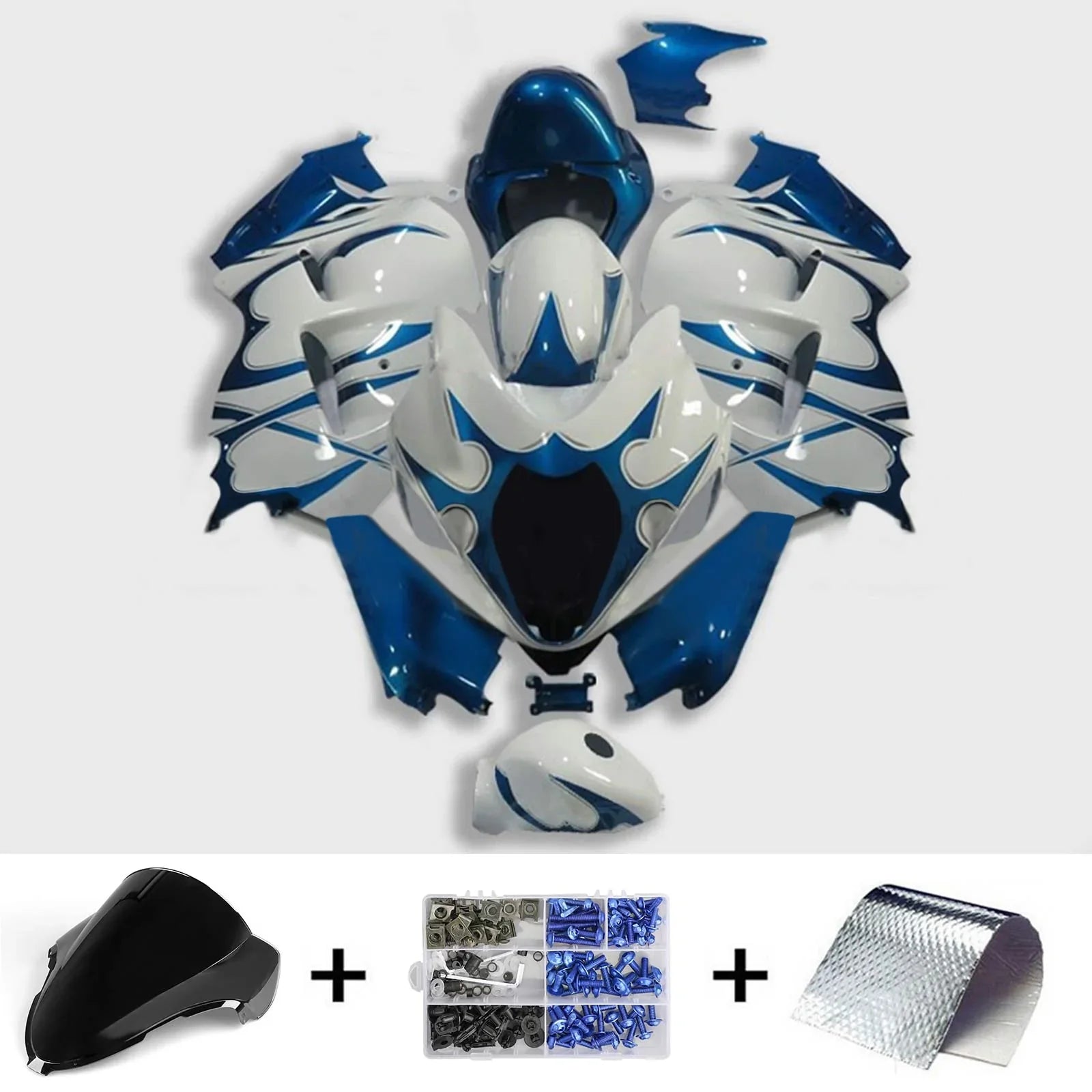 Amotopart Suzuki Hayabusa GSXR1300 1999-2007 Kit Carénage Carrosserie Plastique ABS