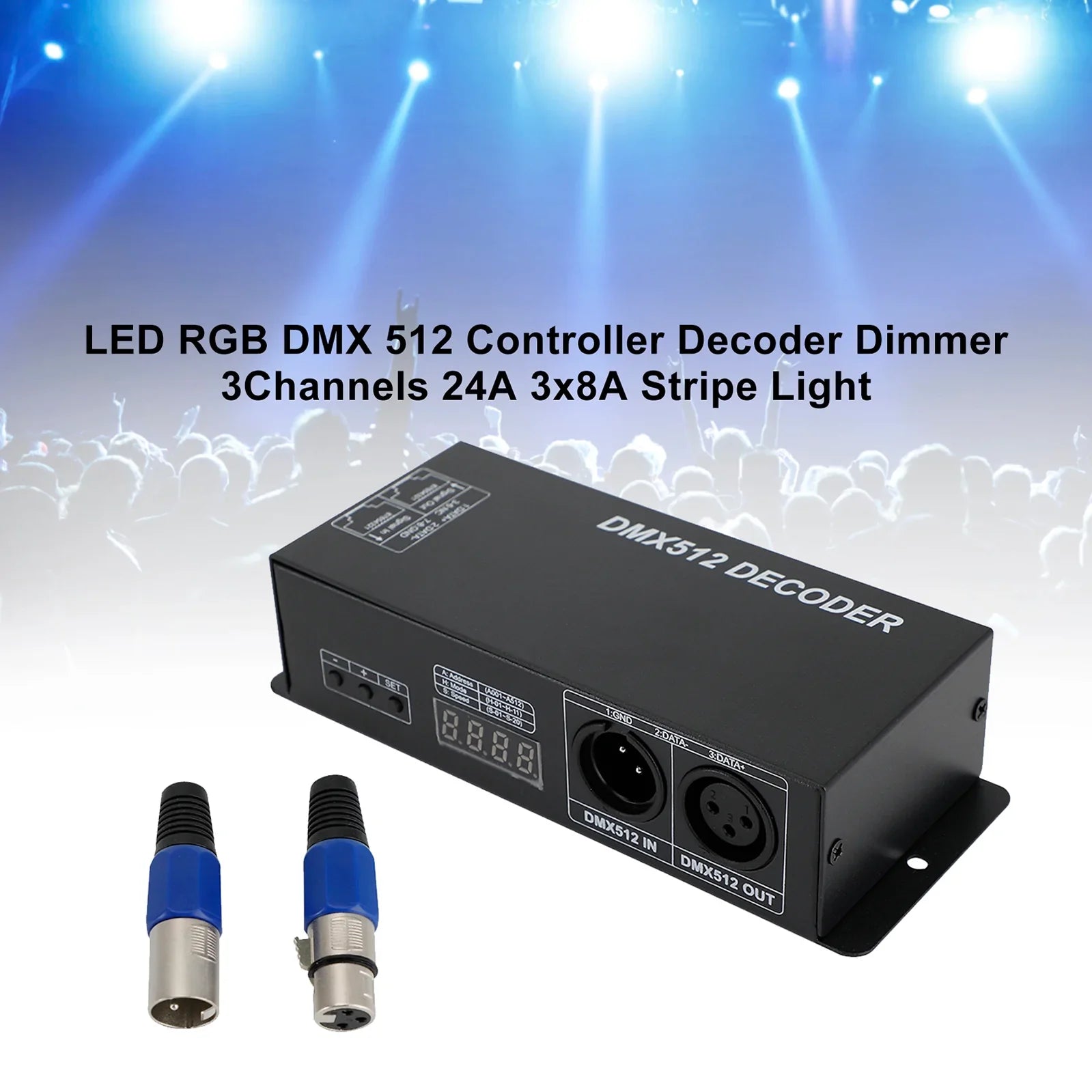 RGB LED DMX 512 3 canali Dimmer Decoder Controller 24A 3x8A Stripe Light