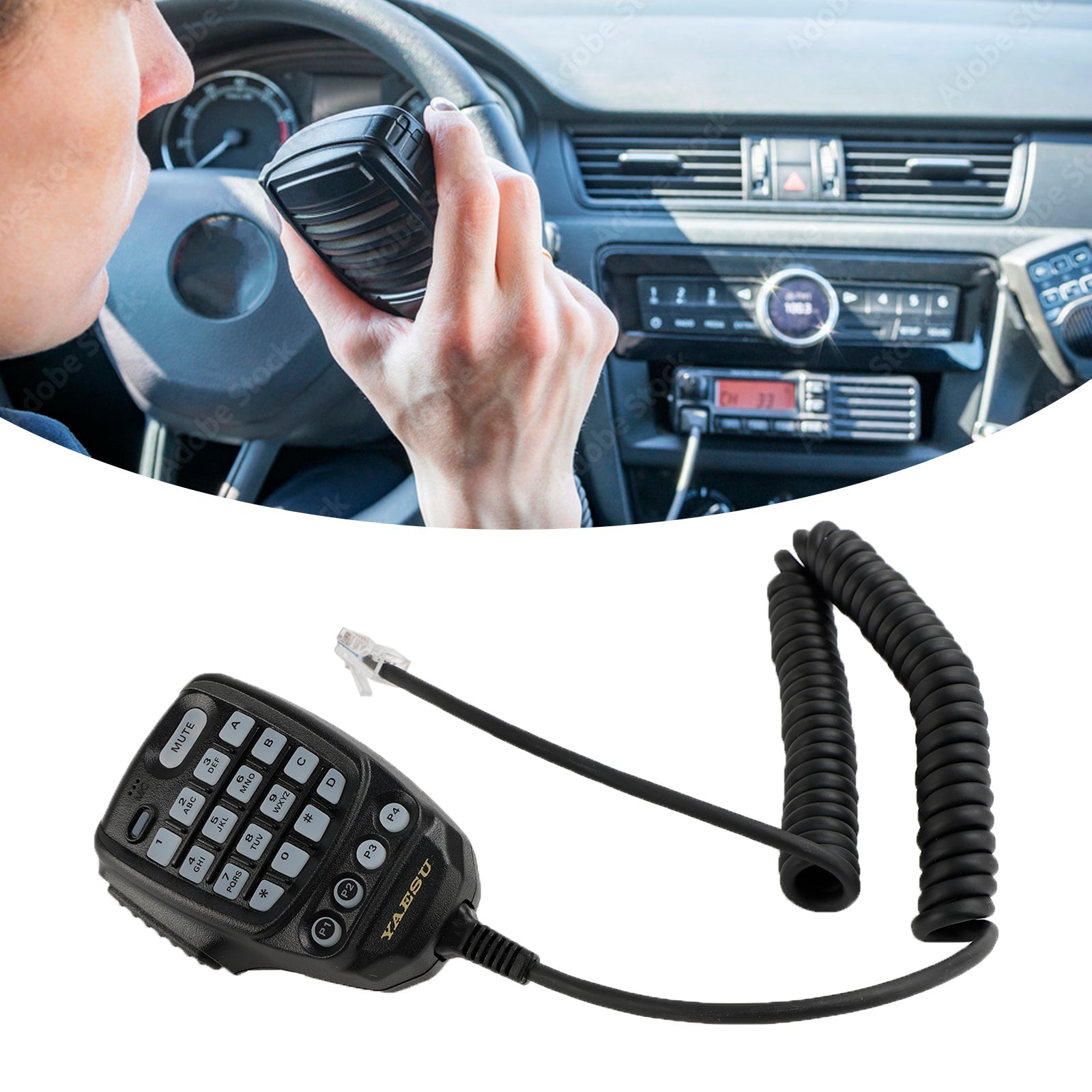 Micrófono de coche adecuado para YAESU SSM-85D Walkie Talkie Radio megáfono mango