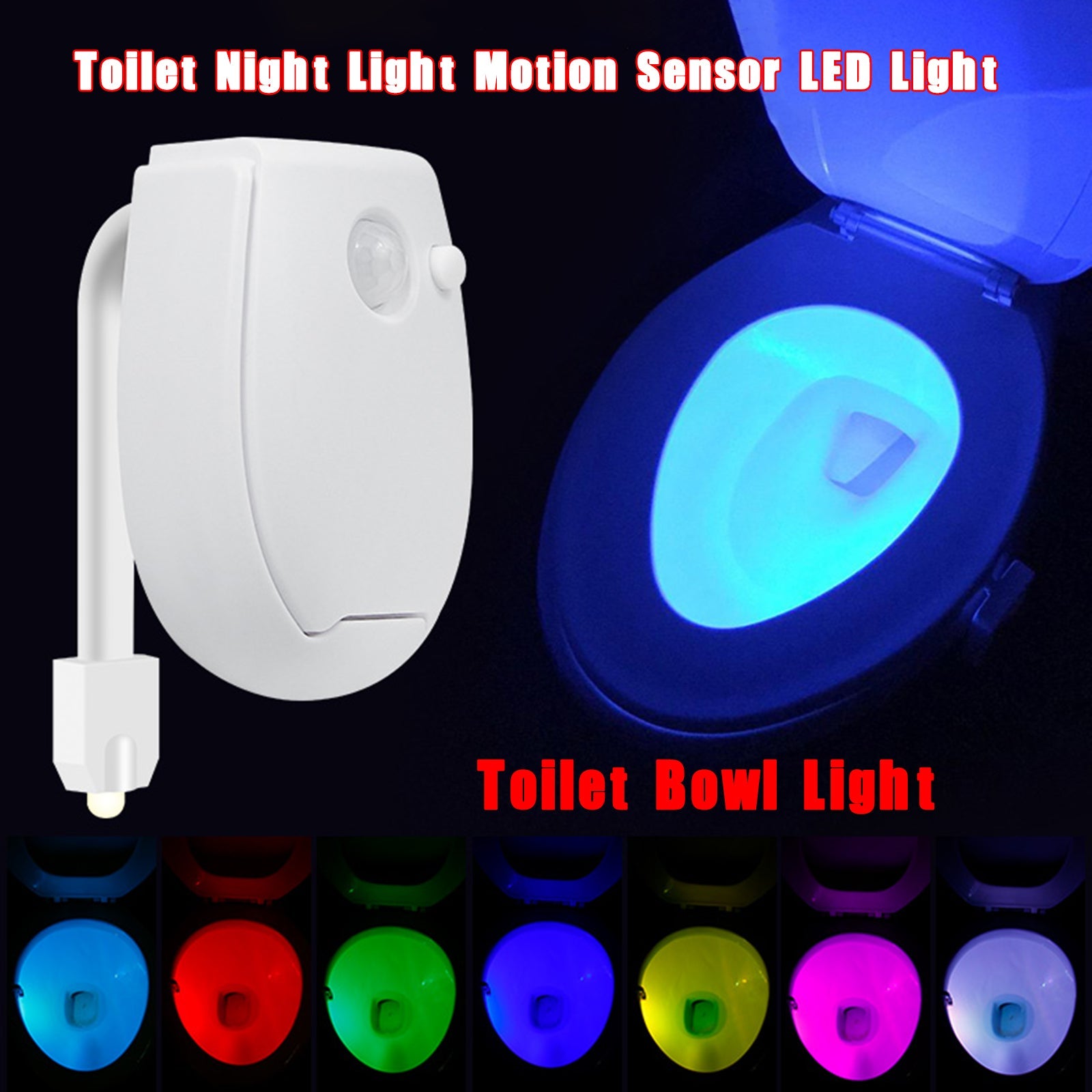 1 ~ 3 pièces toilette veilleuse LED capteur activé par le mouvement salle de bain bol lampe 8 couleurs