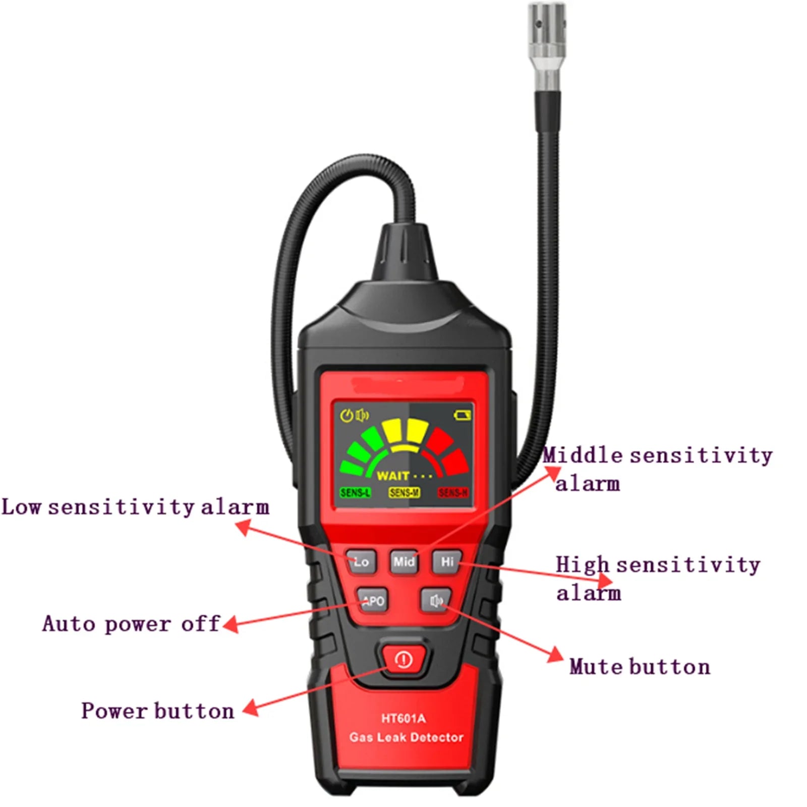 Détecteur de fuite de propane de gaz naturel combustible portable Testeur LCD Fuite visuelle