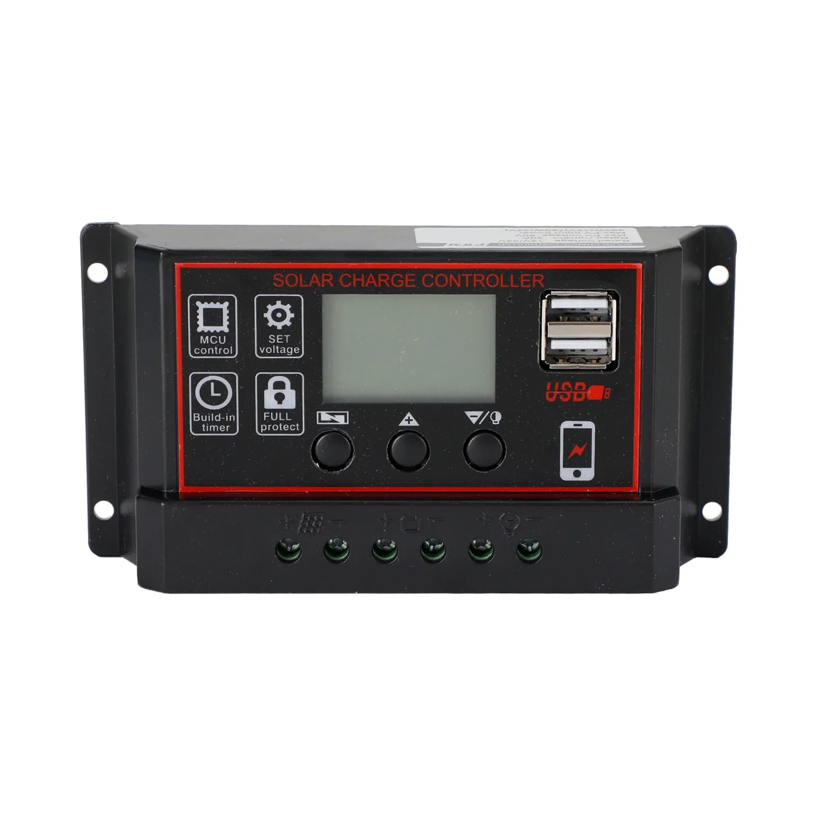 10A/20A/30A Régulateur de charge de panneau solaire PWM LCD Dual USB 12V/24V