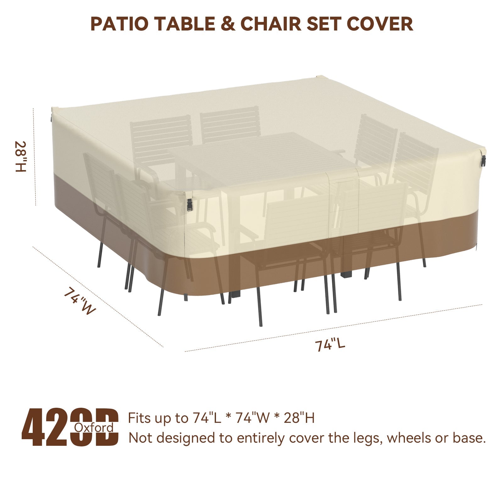 Copertura per mobili da giardino impermeabile quadrata 420D per tavolo e sedie da esterno