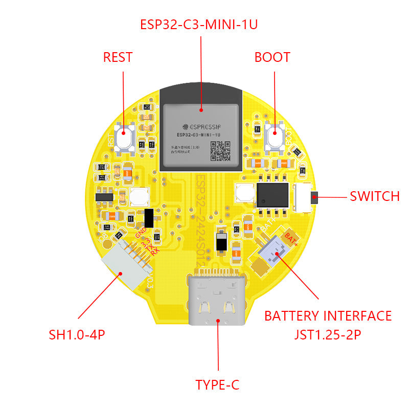 1.28 "affichage rond ESP32-C3 carte de développement LCD écran tactile Wifi Bluetooth