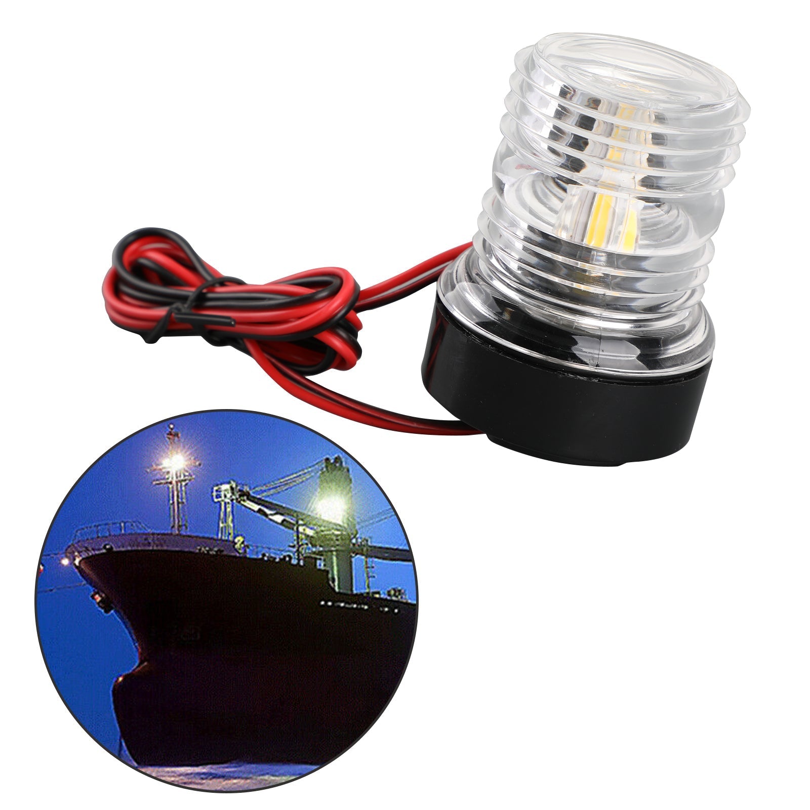 Luz de señal de navegación LED redonda de 12V, lámpara de barco de ancla para barco, yate marino