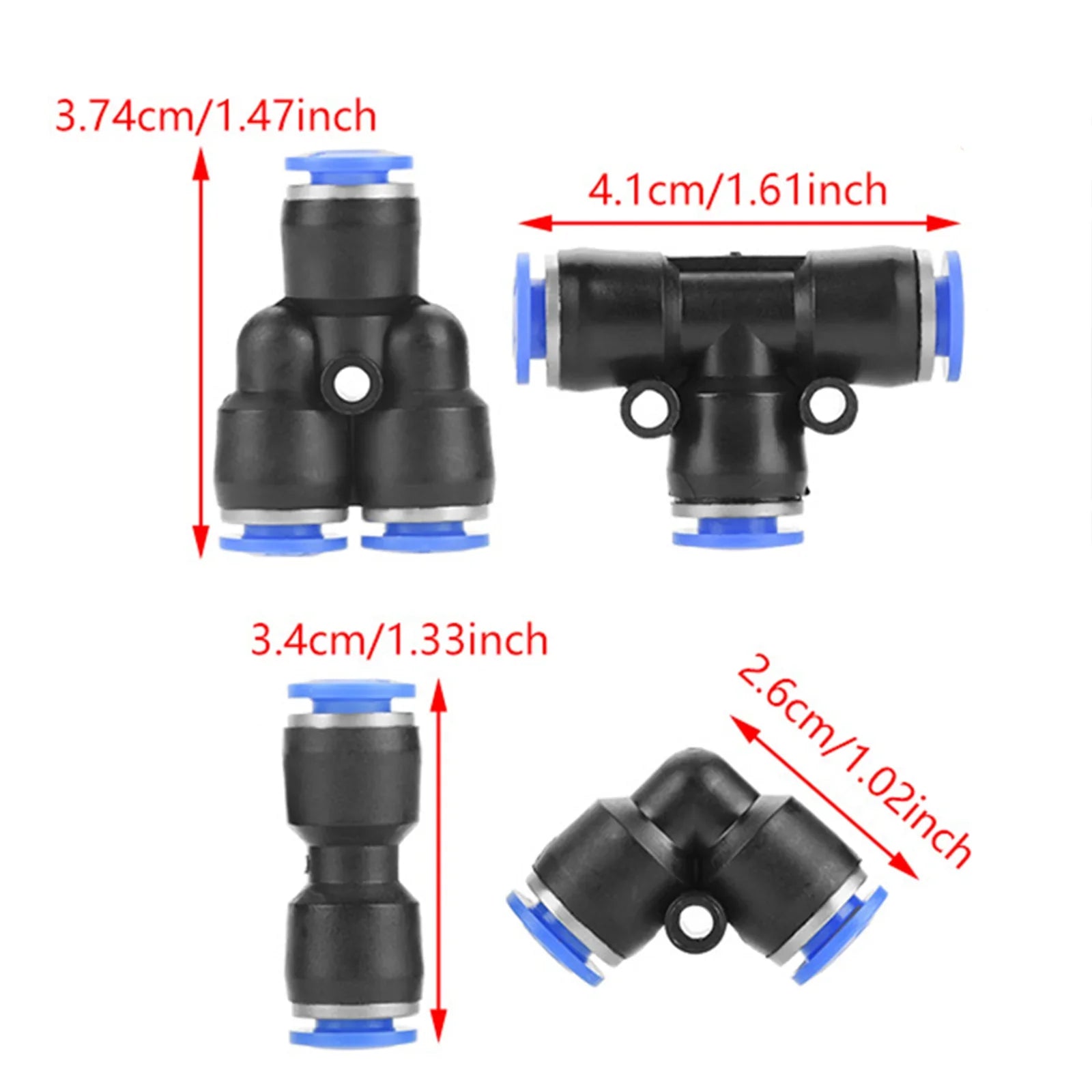 40 pièces rapide 6mm OD 1/4 "raccords de ligne d'air de connecteur de poussée pneumatique en plastique