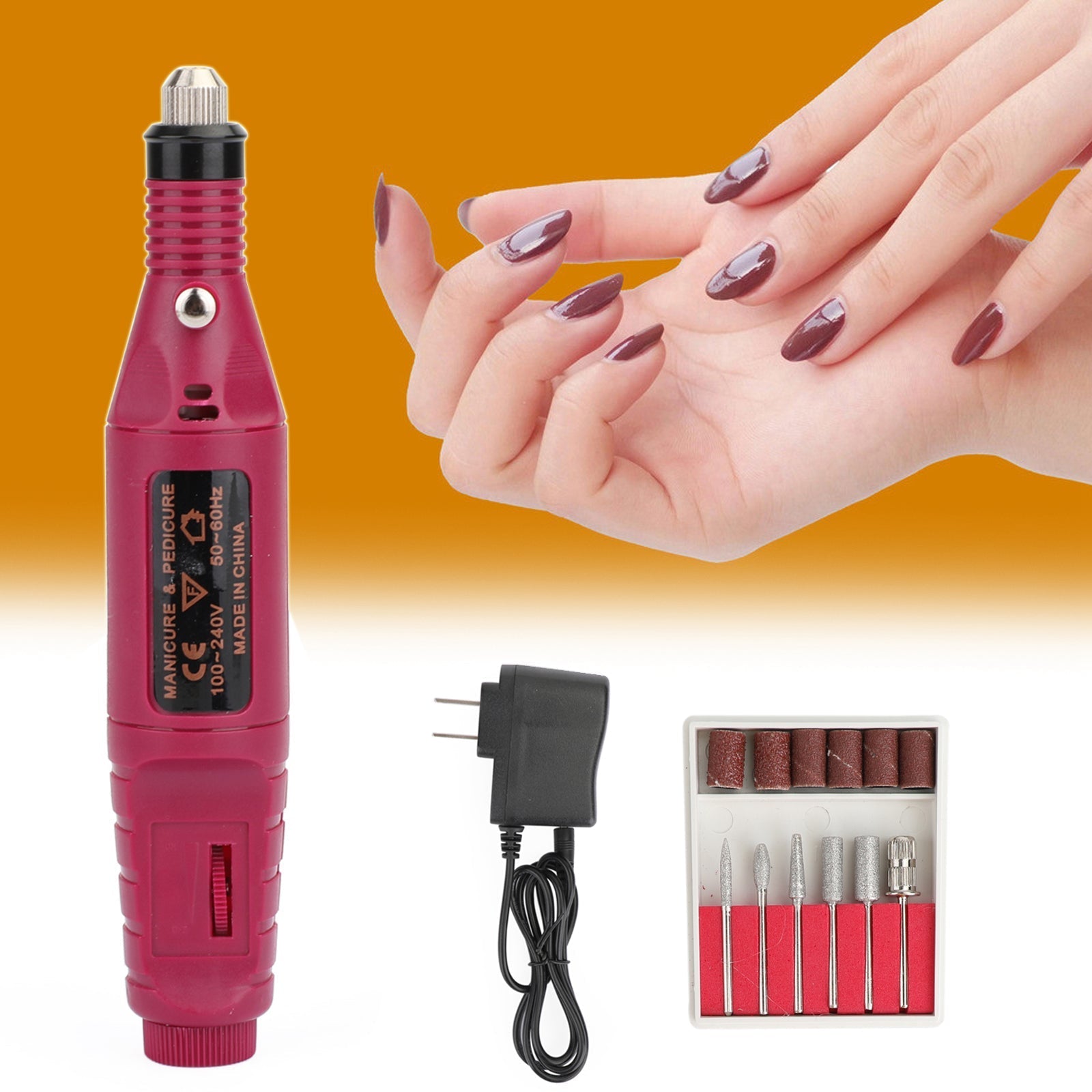 Lima eléctrica para uñas, lima de taladro para arte, acrílico, manicura, pedicura, máquina portátil, Kit genérico