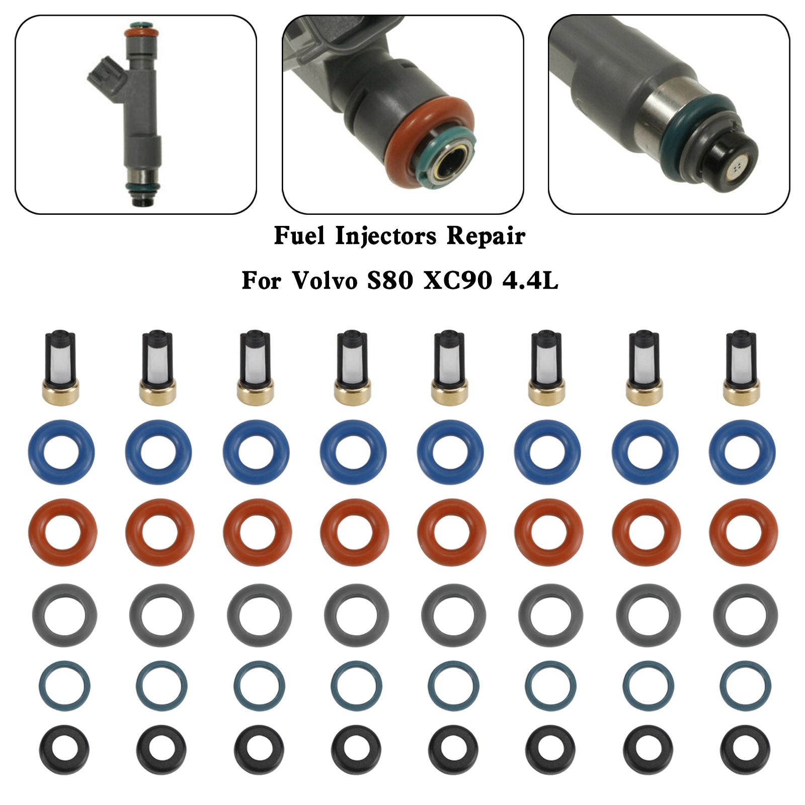Volvo S80 XC90 4.4L 8 pièces Kit de joint de réparation 'injecteurs de carburant bouchon de filtre FJ1073 85212247 1550589 86536080 024078918 55559397 1581552