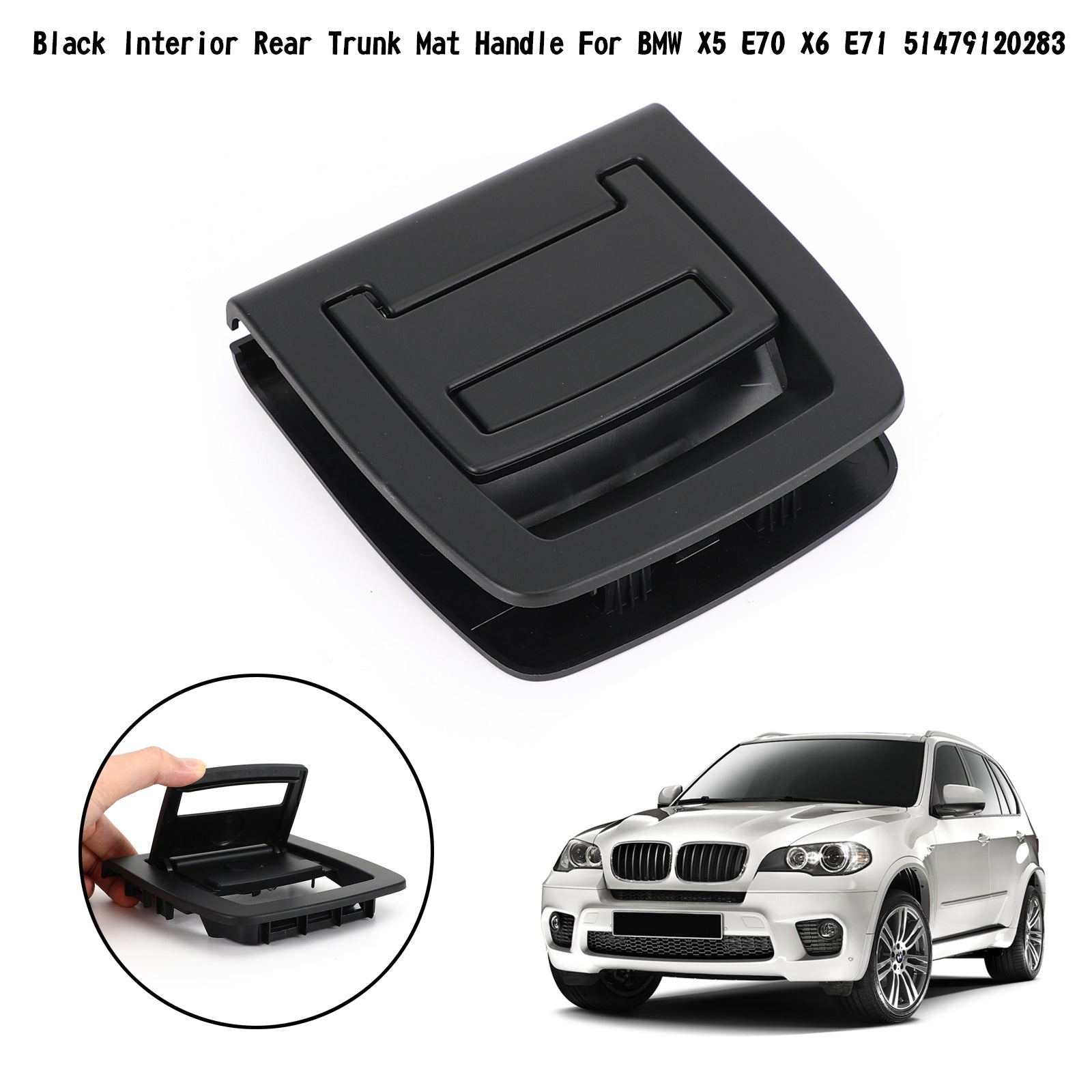 Poignée de tapis de coffre arrière intérieur noir 51479120283 pour BMW X5 E70 X6 E71 générique