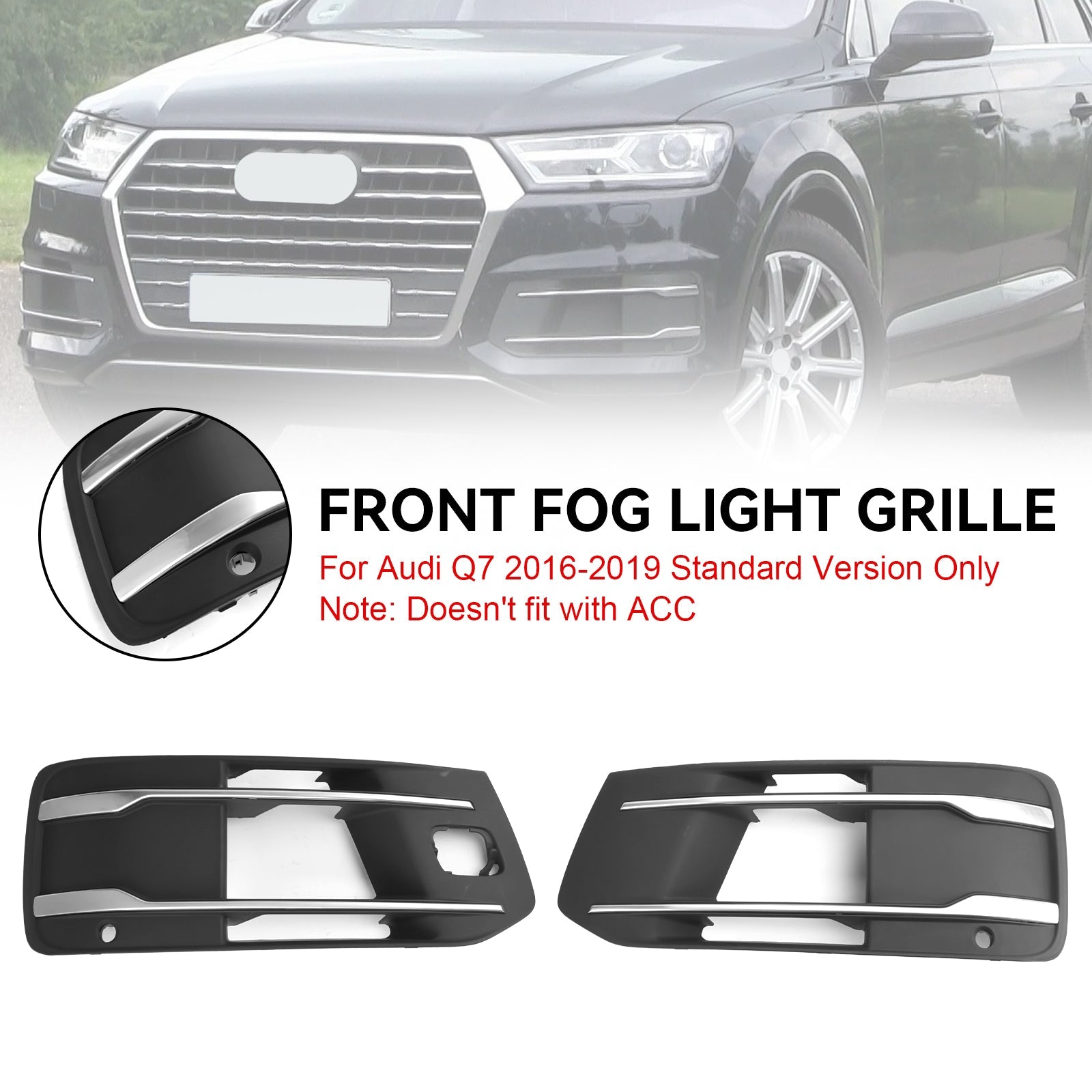 Audi Q7 2016-2019 Couvercle de pare-chocs avant Grille de phare antibrouillard Grille d'insertion de lunette