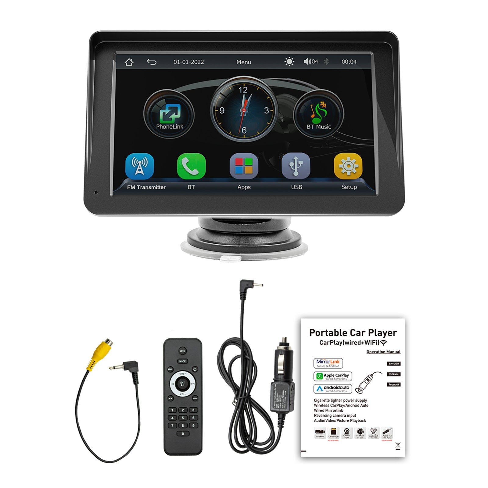 7 "Draadloze Carplay Auto MP5 Multimediaspeler Bluetooth Zonnescherm Afstandsbediening