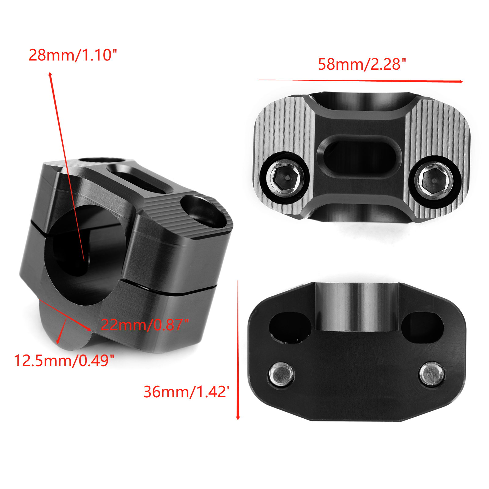 Areyourshop CNC Rehausseurs de guidon de moto en aluminium 22-28 mm Support de serrage universel