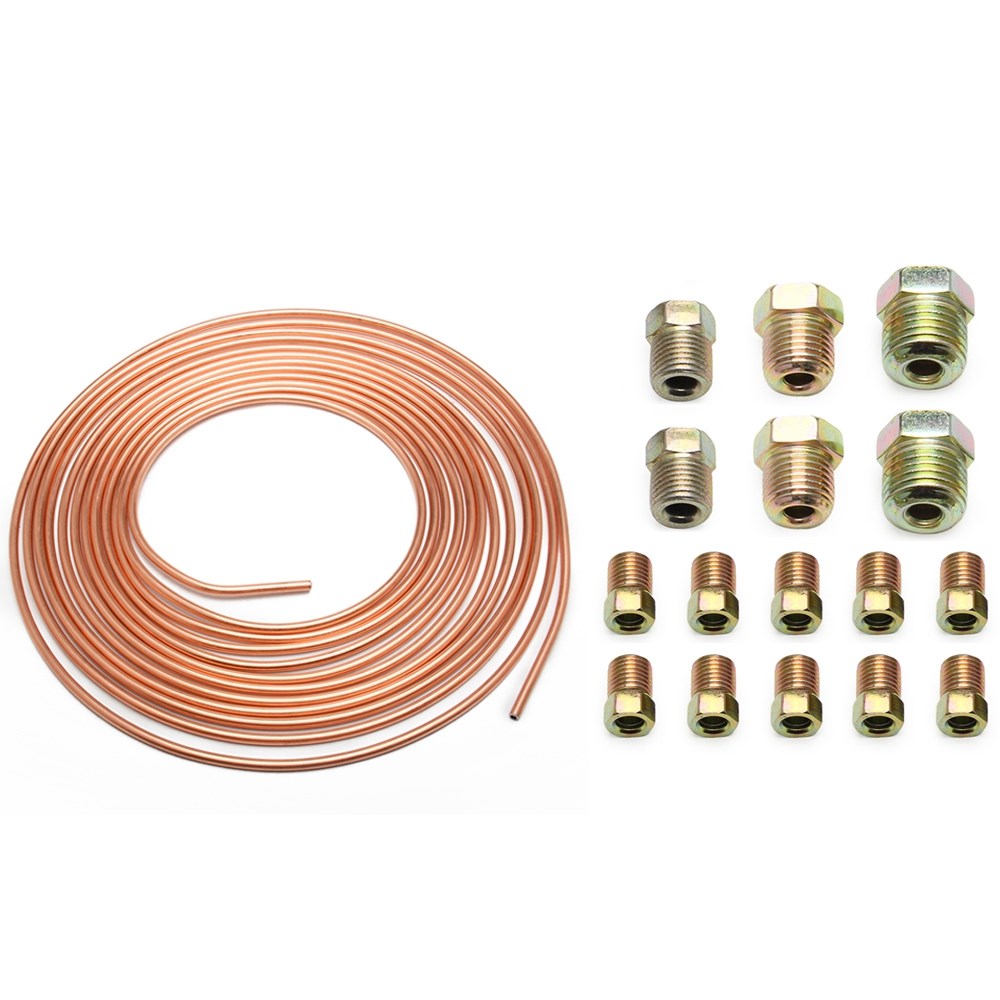 Kit de tubes de conduite de frein en cuivre nickel 3/16 OD 25 pieds rouleau de bobine toutes tailles raccords génériques