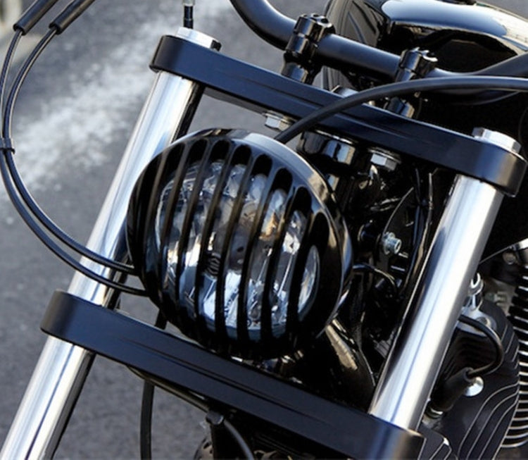 Faro delantero para motocicleta de 5,75 pulgadas con rejilla protectora para Cafe Racer Custom Generic
