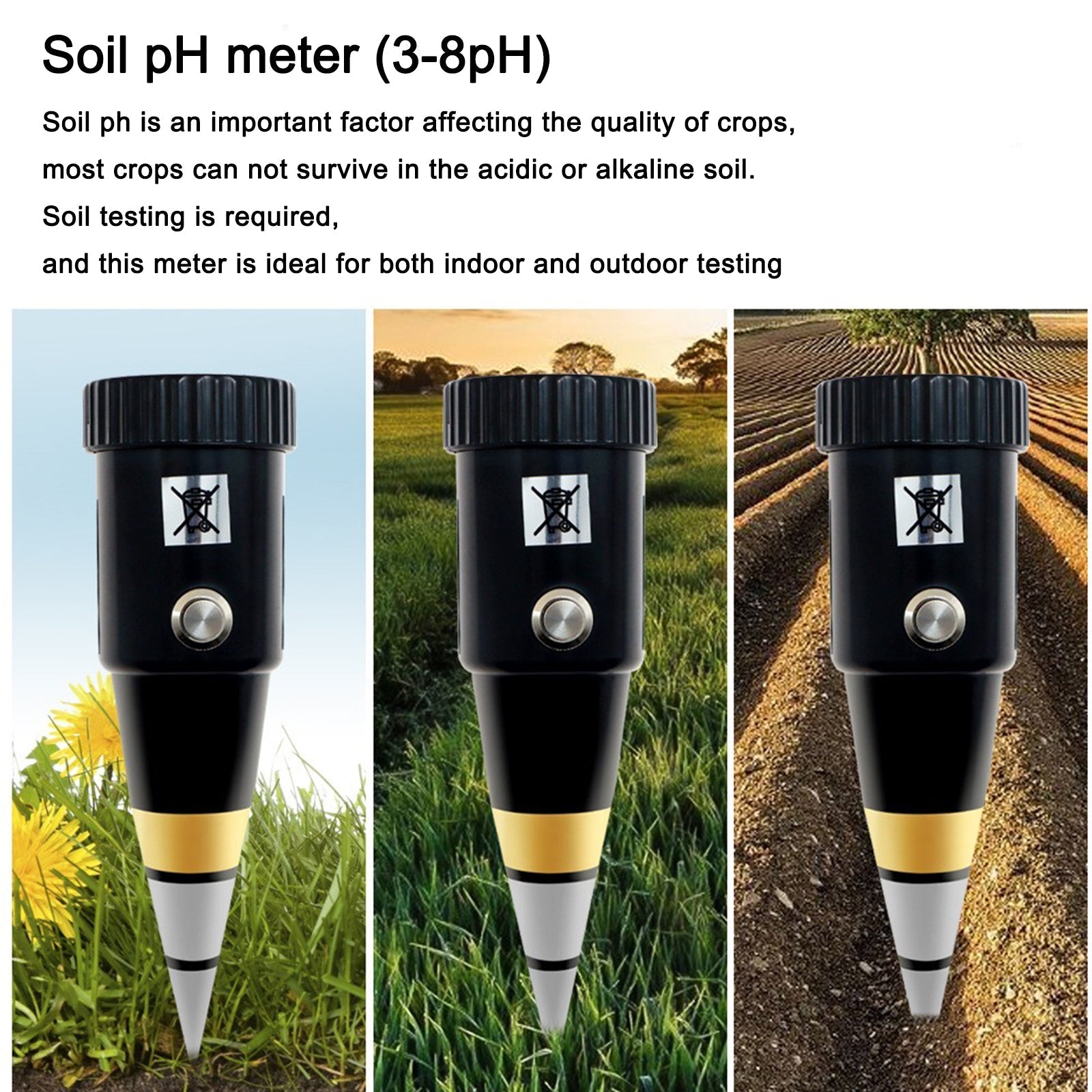 Misuratore di pH del suolo Tester igrometro Sensore di umidità per piantare piante Verdure