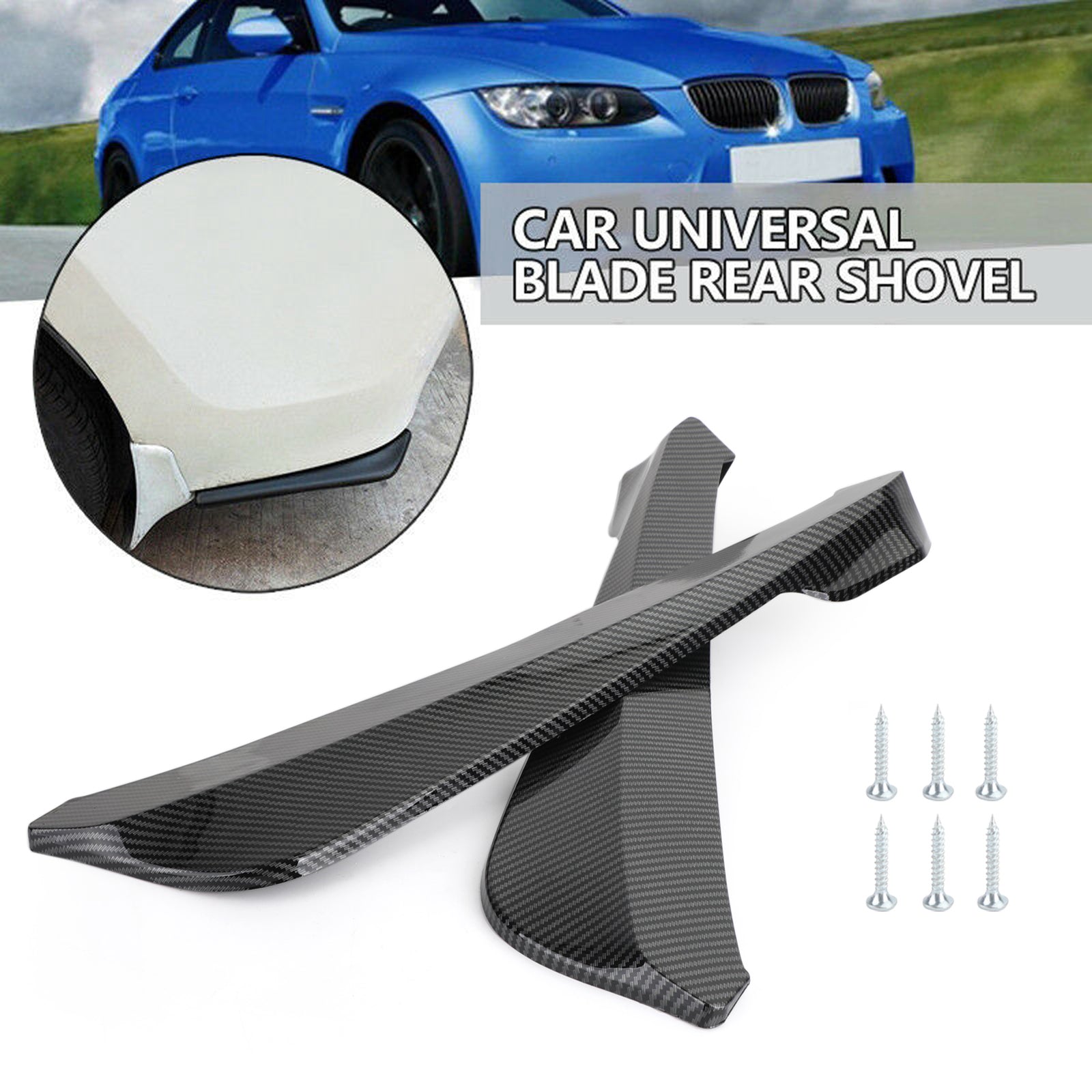 19" voiture pare-chocs arrière aileron Canard séparateur diffuseur Valence Spoiler lèvre en Fiber de carbone Look générique