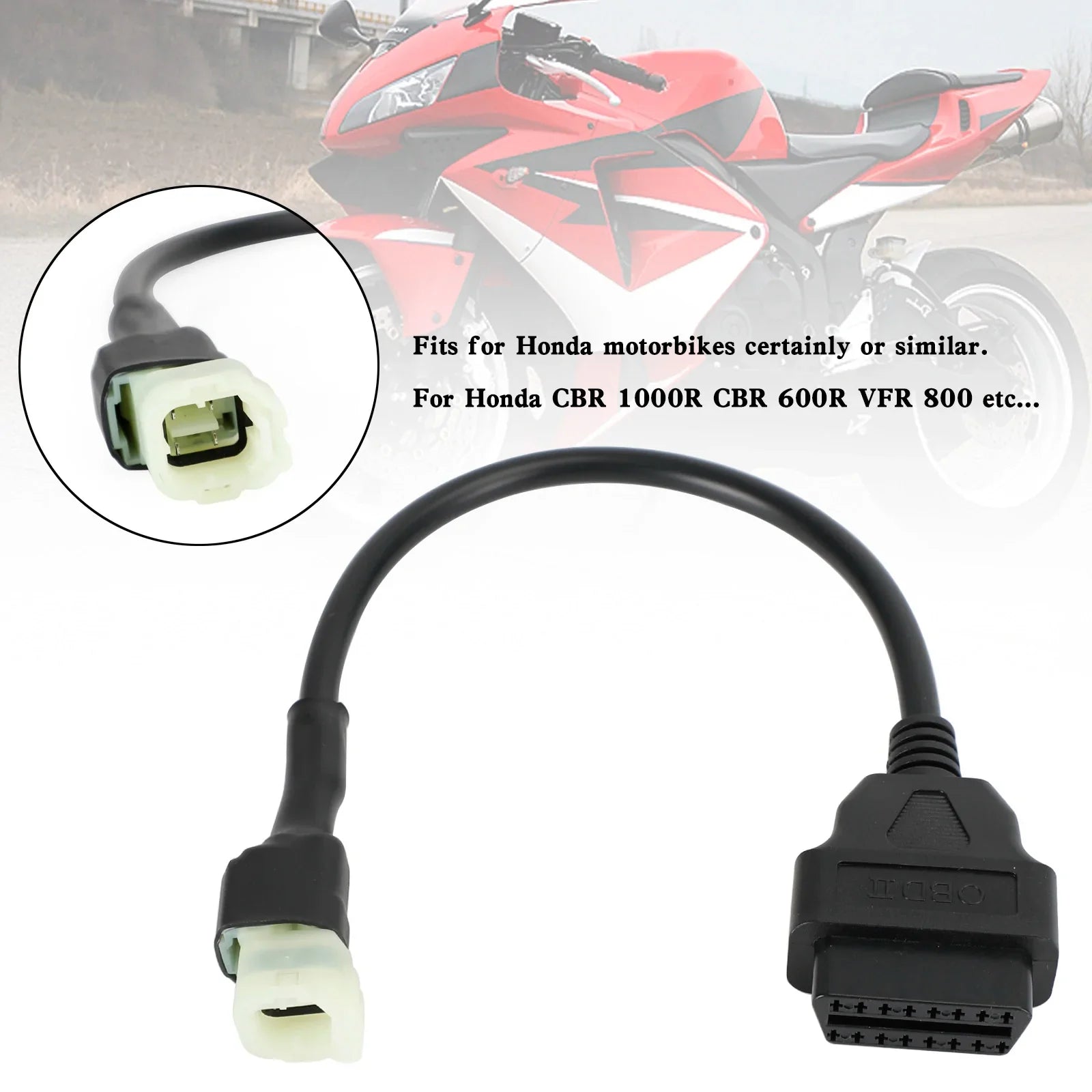 Cable adaptador de diagnóstico de motocicleta para Honda CBR 1000R CBR 600R Cable adaptador de diagnóstico OBD2 de 4 pines a 16 pines