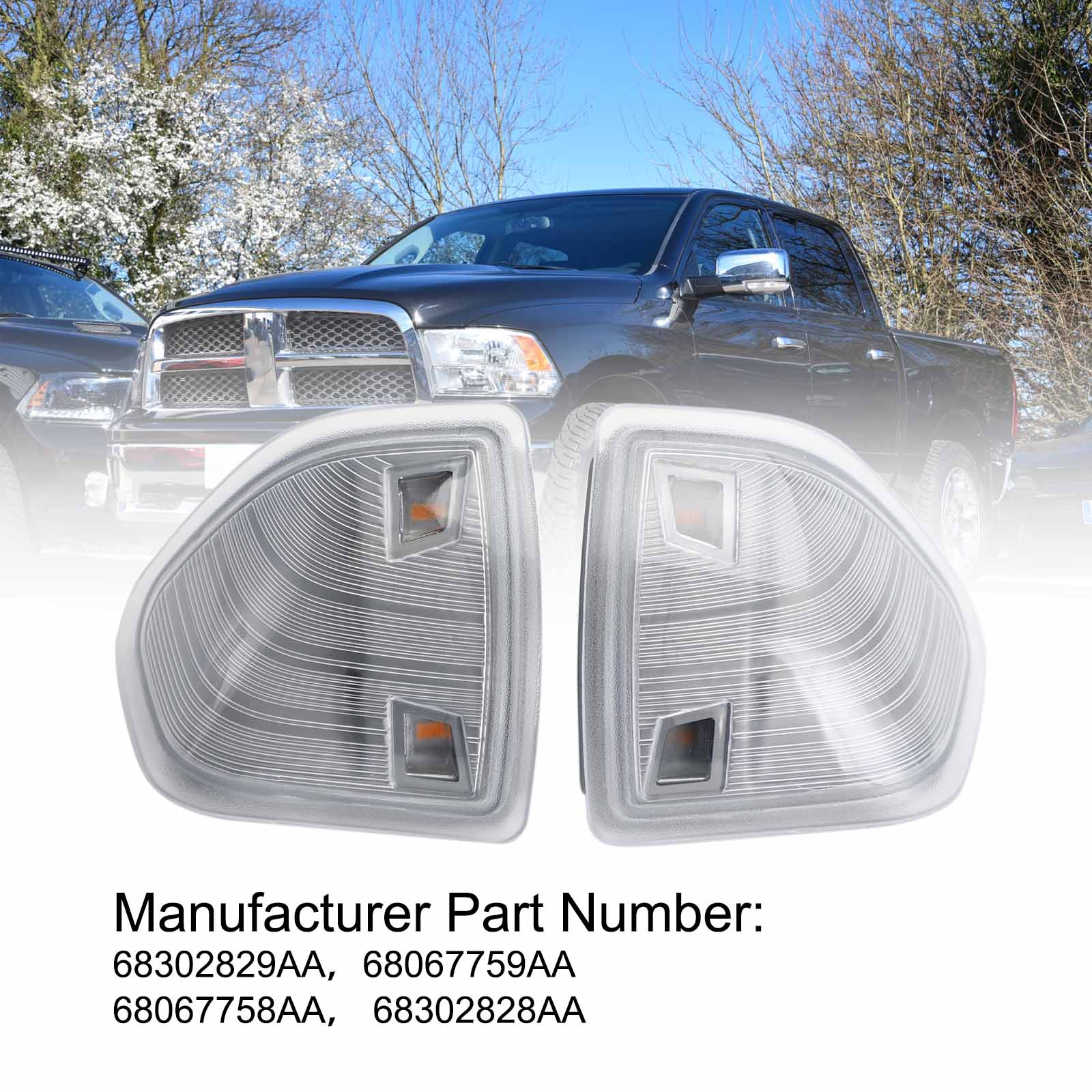 Juego de luces ahumadas de señal de giro de espejo de remolque (LH+RH) para Dodge Ram 1500 2500 3500 genérico