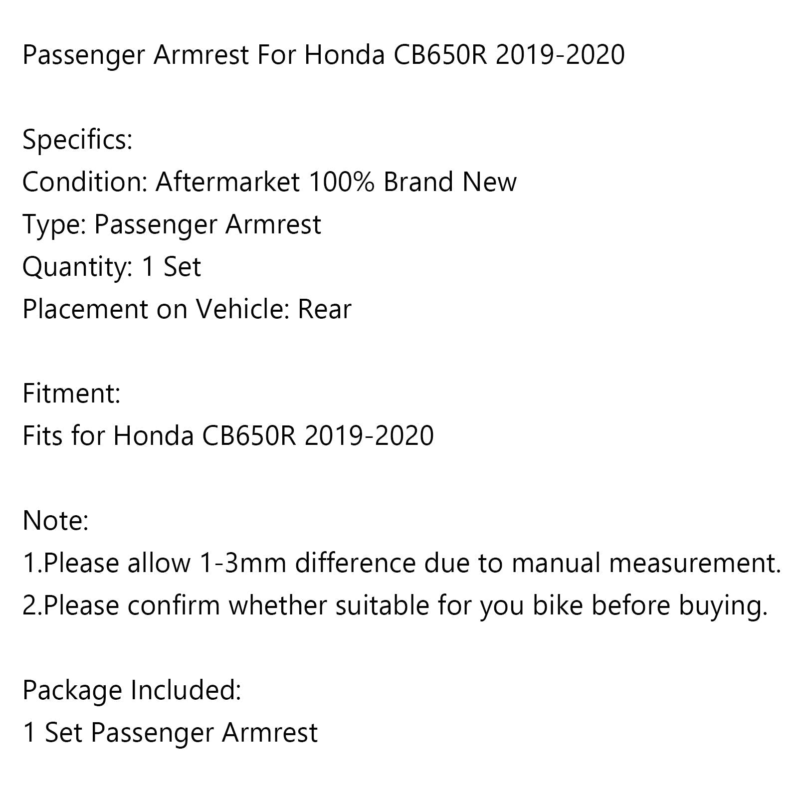 Support de main d'accoudoir de passager arrière de moto pour Honda CB650R 2019-2020 générique