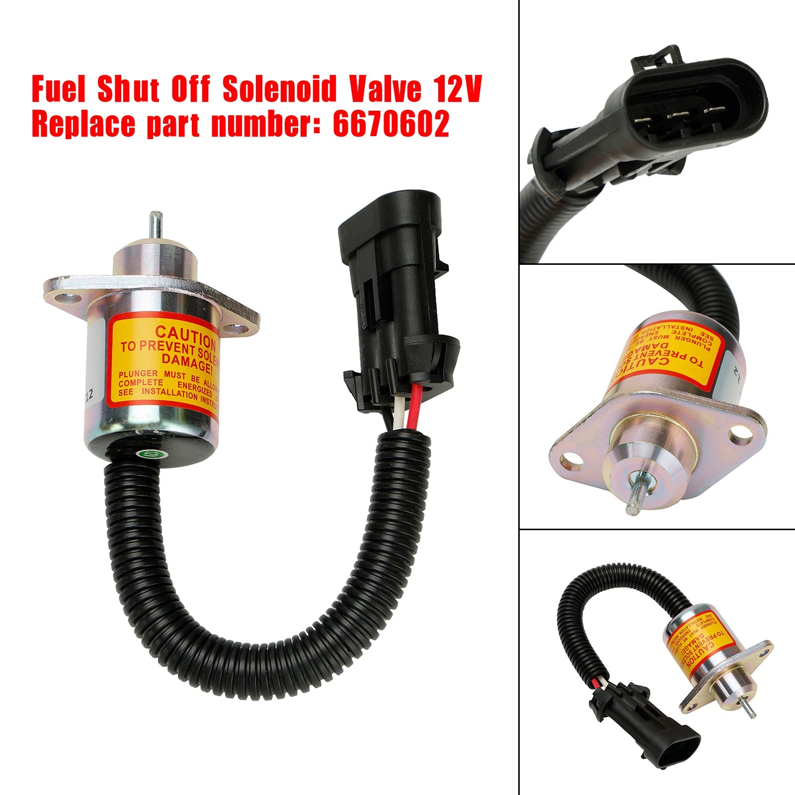 Électrovanne d&#39;arrêt de carburant 6670602, pour chargeur(s) Bobcat 463 553 S70 S100 12V